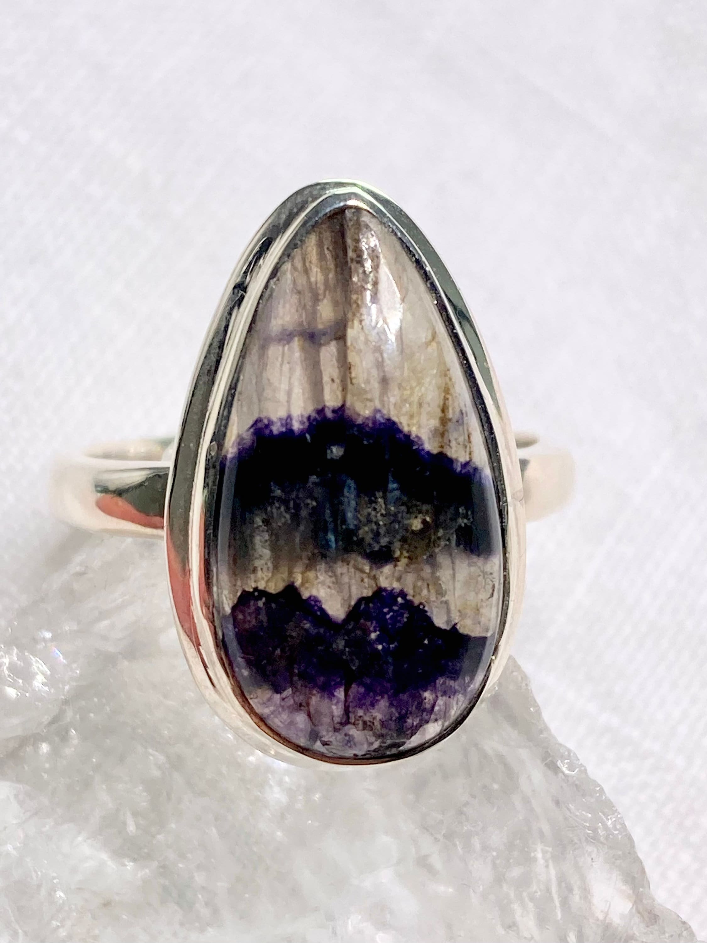 An Extremely Rare Blue John and Silver Ring