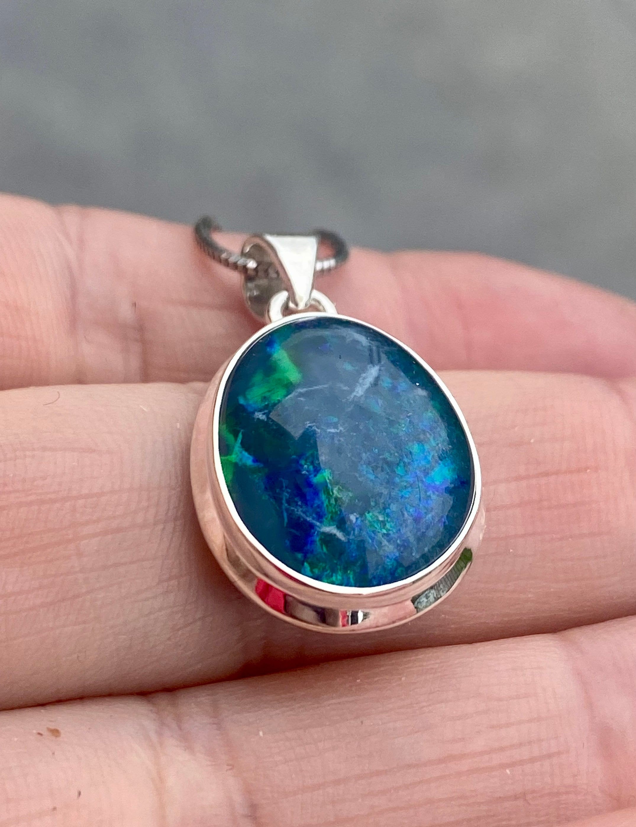 Australian Opal and Silver Pendant