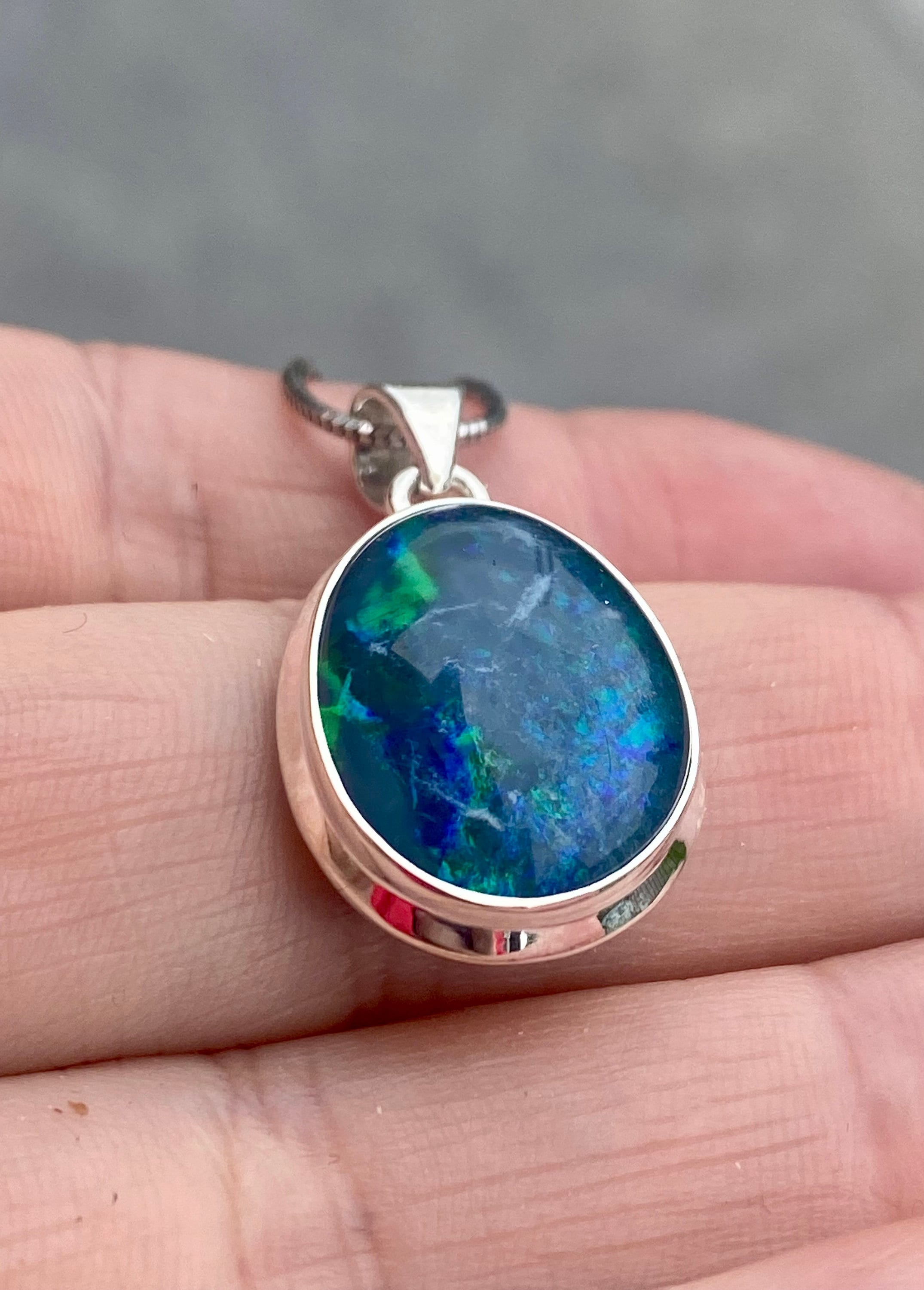 Australian Opal and Silver Pendant