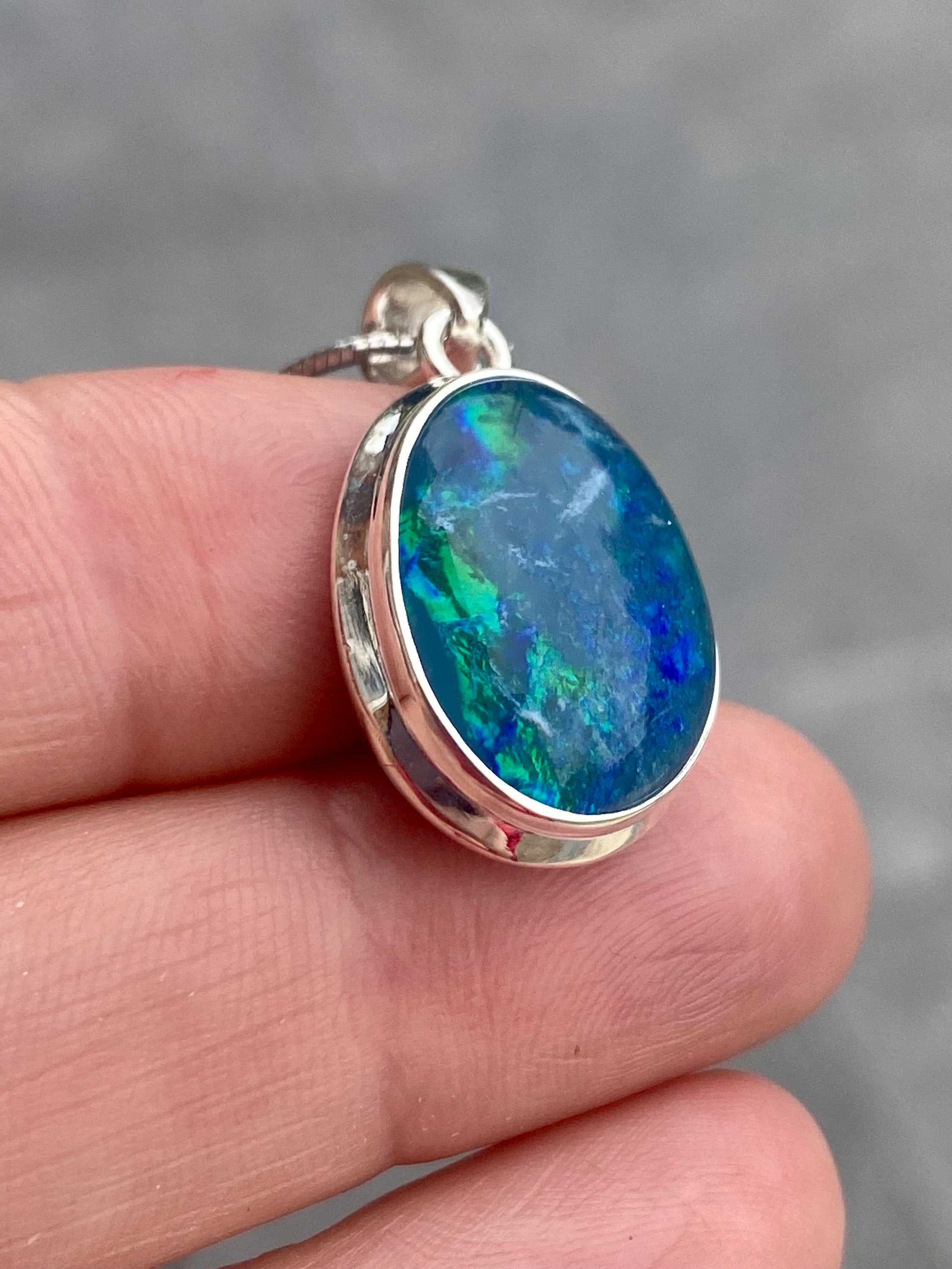 Australian Opal and Silver Pendant