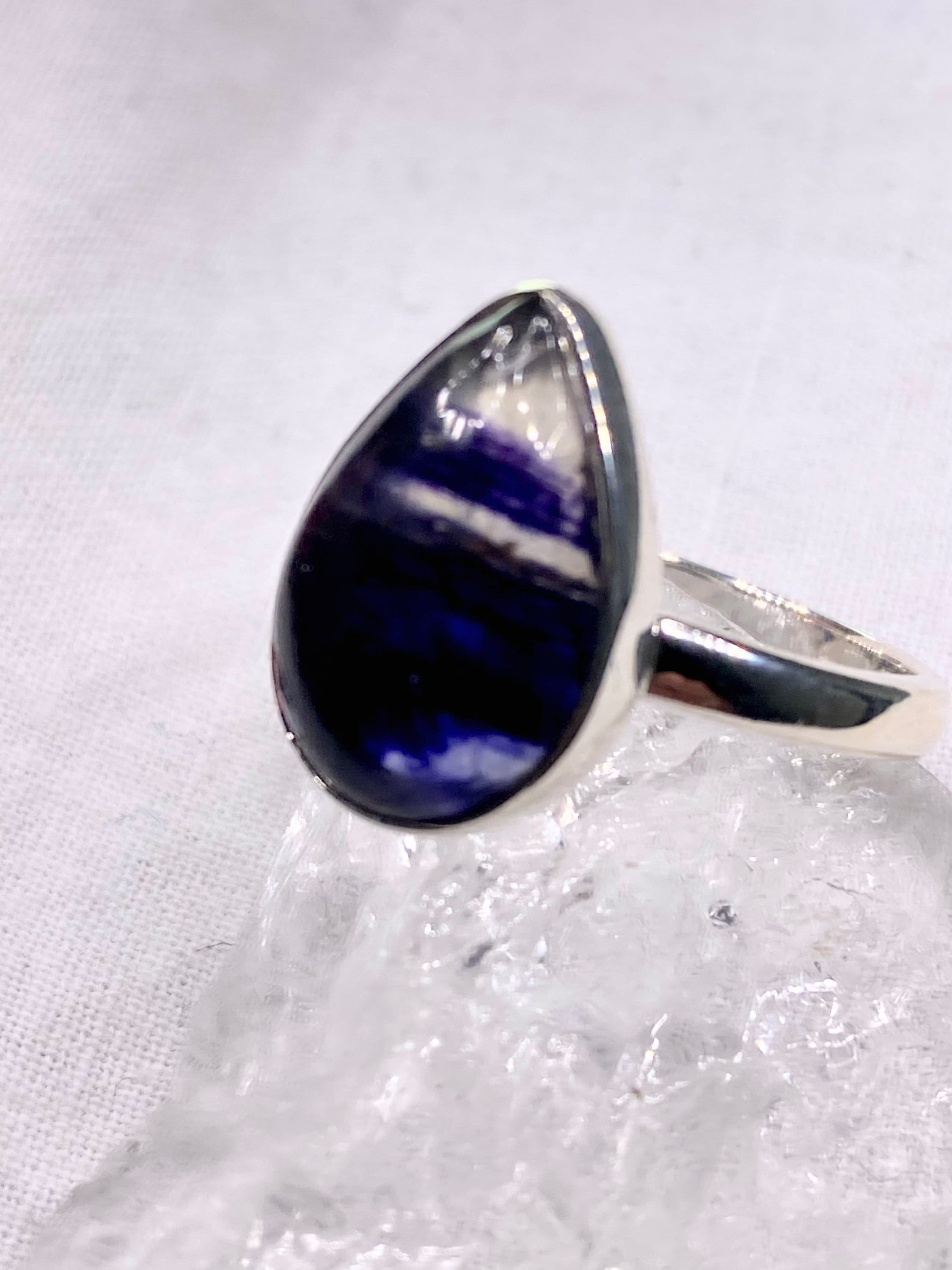 An Extremely Rare Blue John and Silver Ring