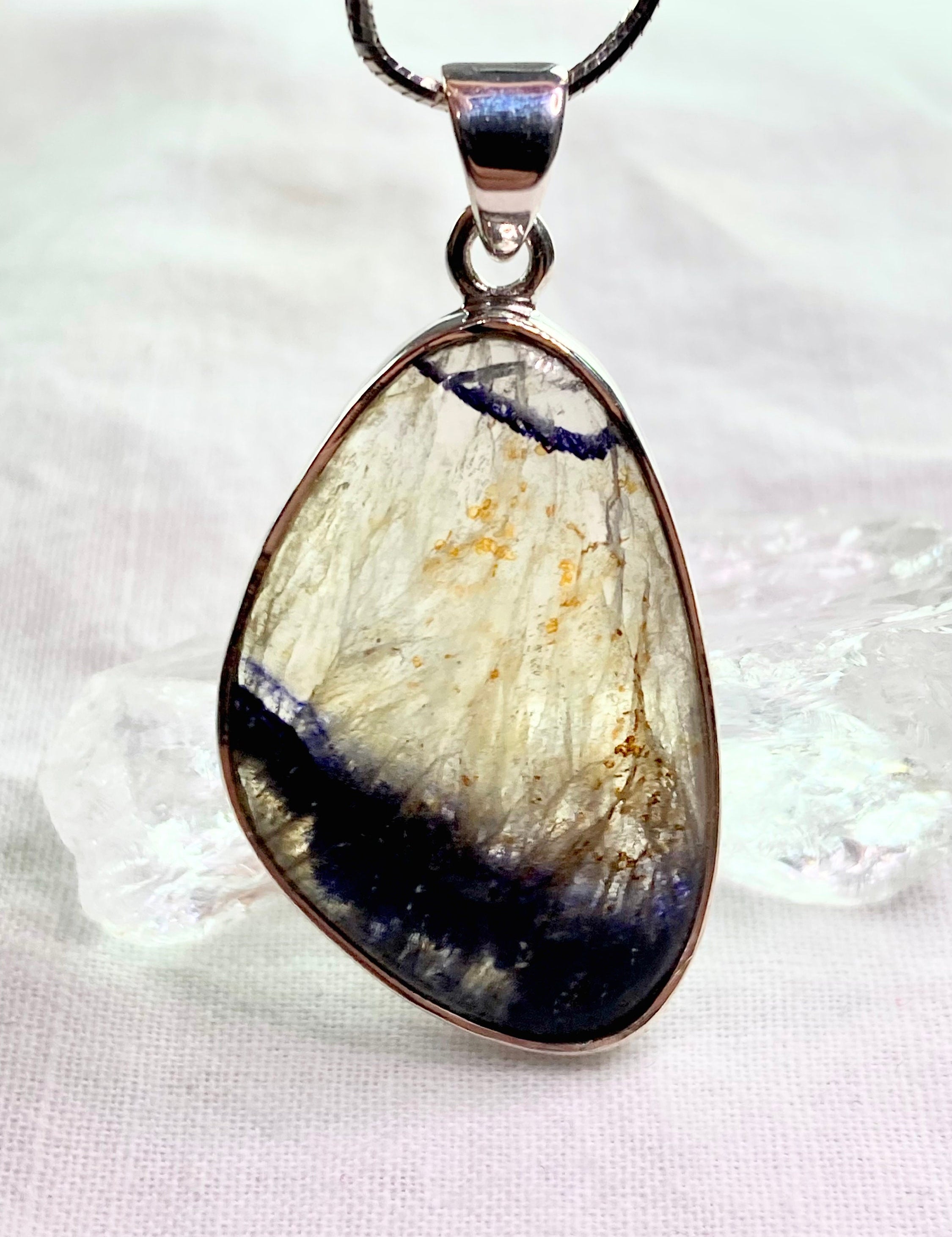 A Rare Blue John and Silver Pendant.