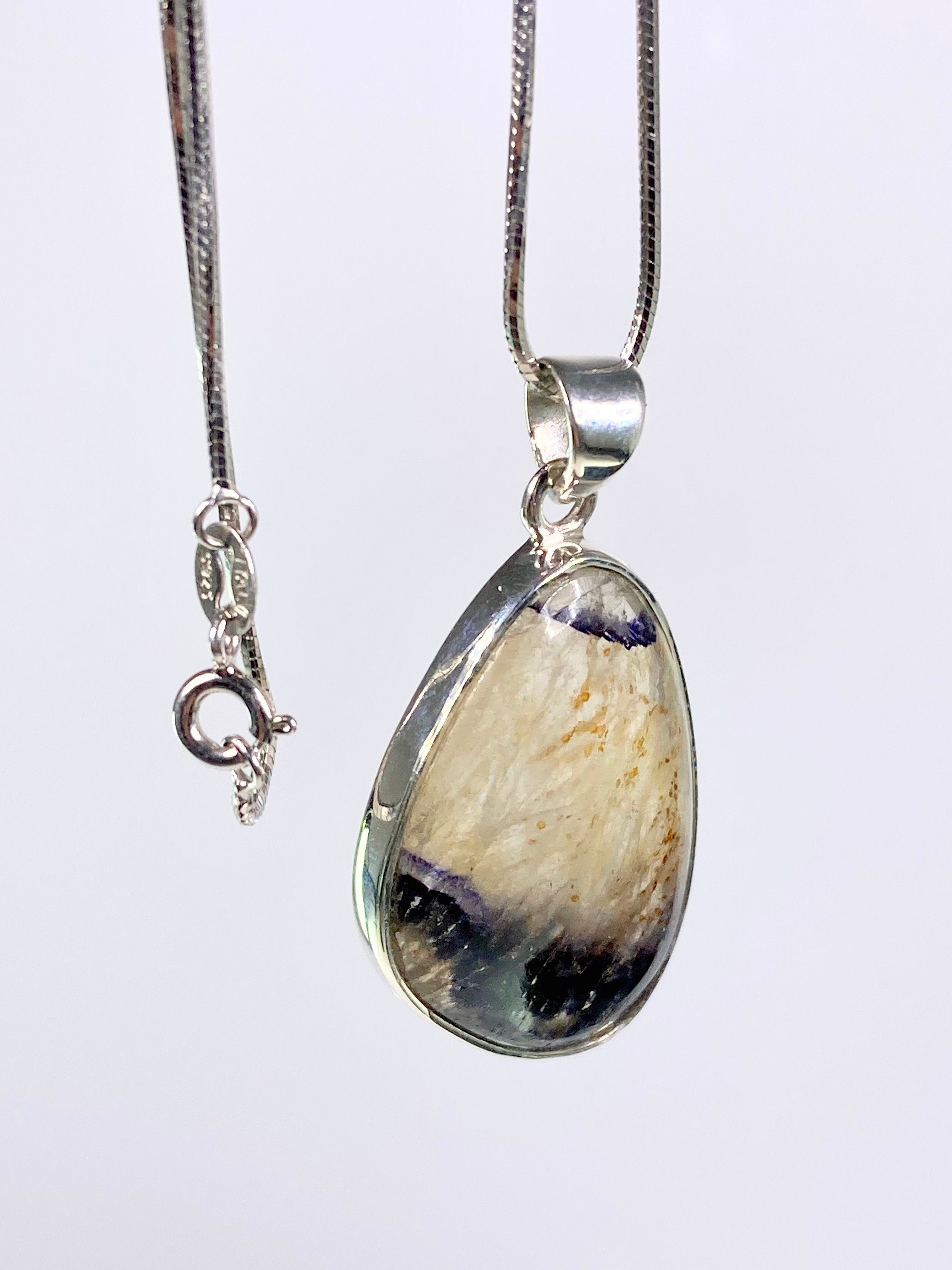 A Rare Blue John and Silver Pendant.