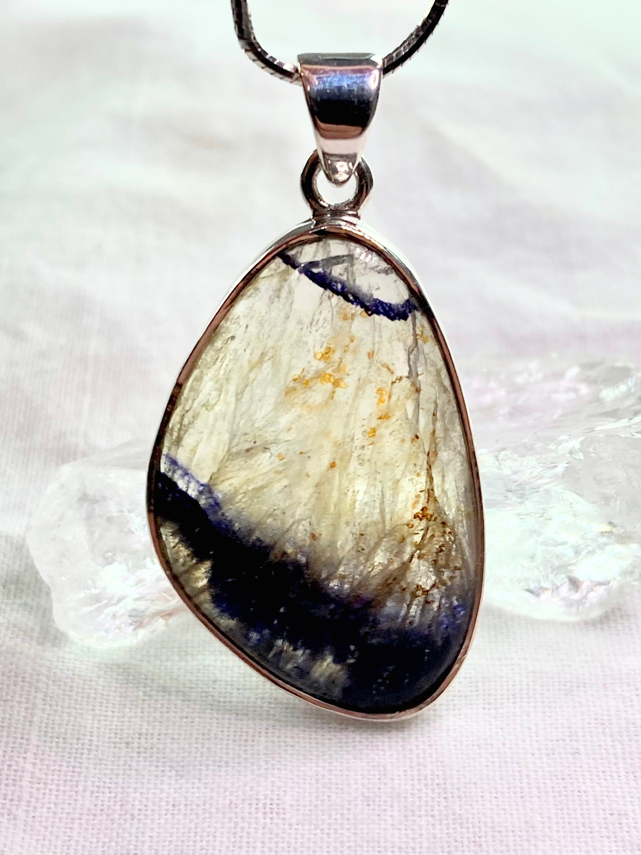 A Rare Blue John and Silver Pendant.