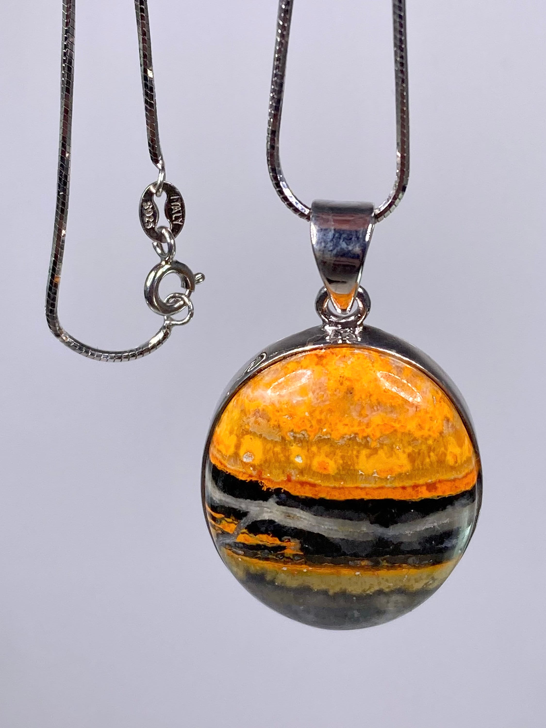 High Quality Bumble Bee Jasper and Silver Pendant.