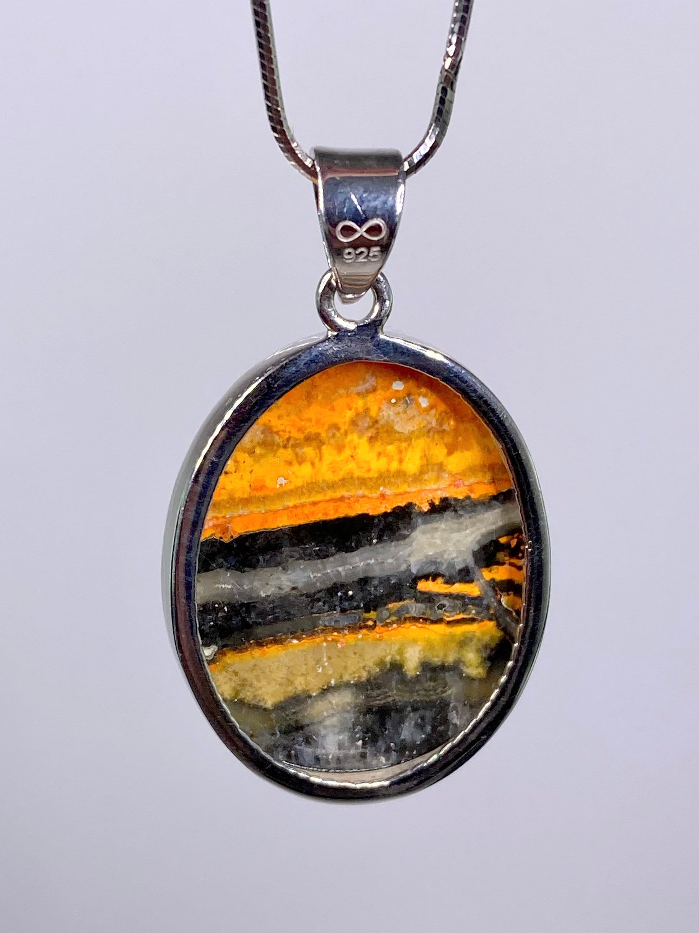 High Quality Bumble Bee Jasper and Silver Pendant.