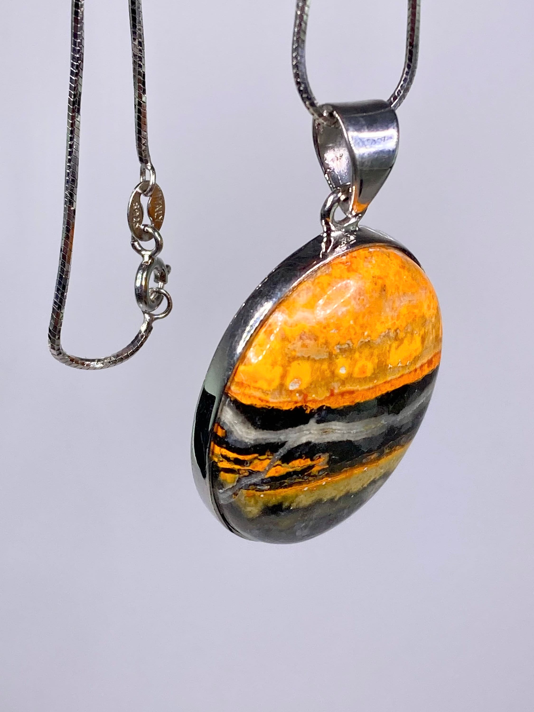 High Quality Bumble Bee Jasper and Silver Pendant.