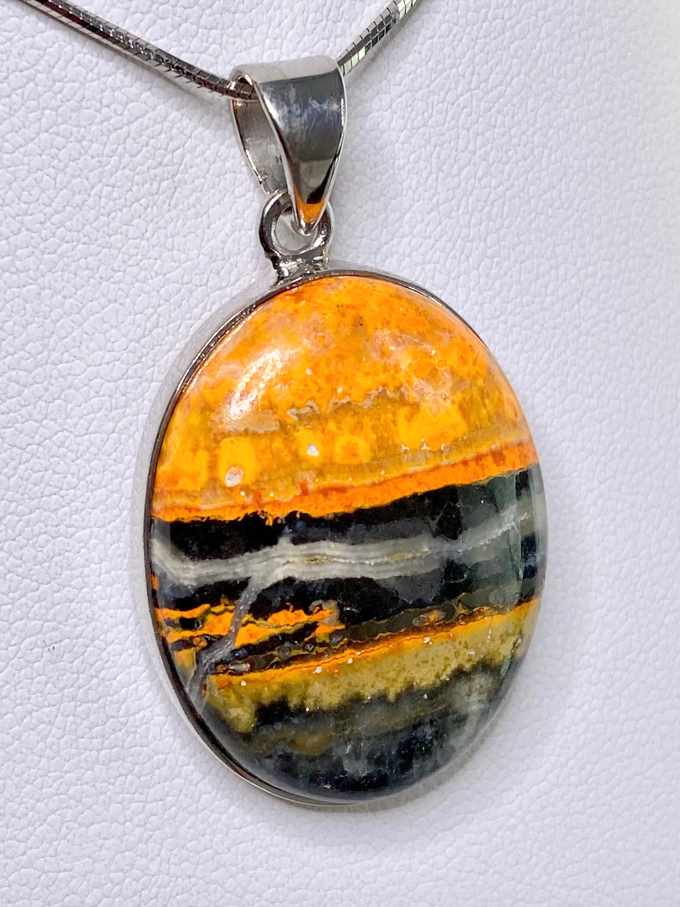 High Quality Bumble Bee Jasper and Silver Pendant.