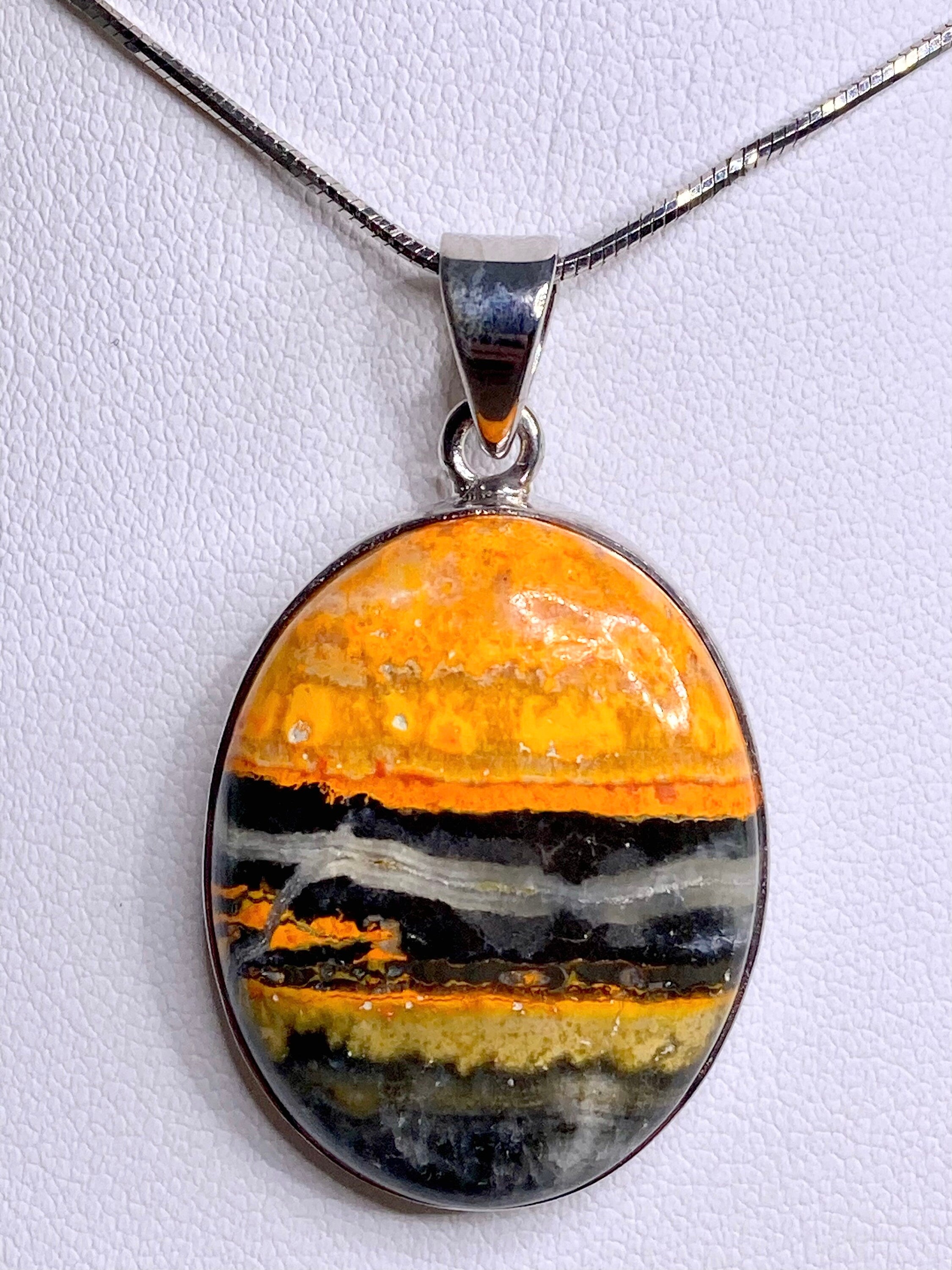 High Quality Bumble Bee Jasper and Silver Pendant.