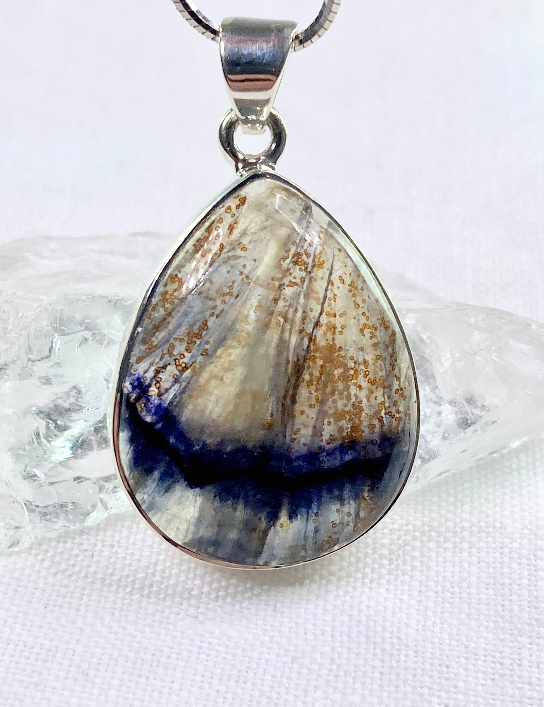 A Rare Blue John and Silver Pendant.