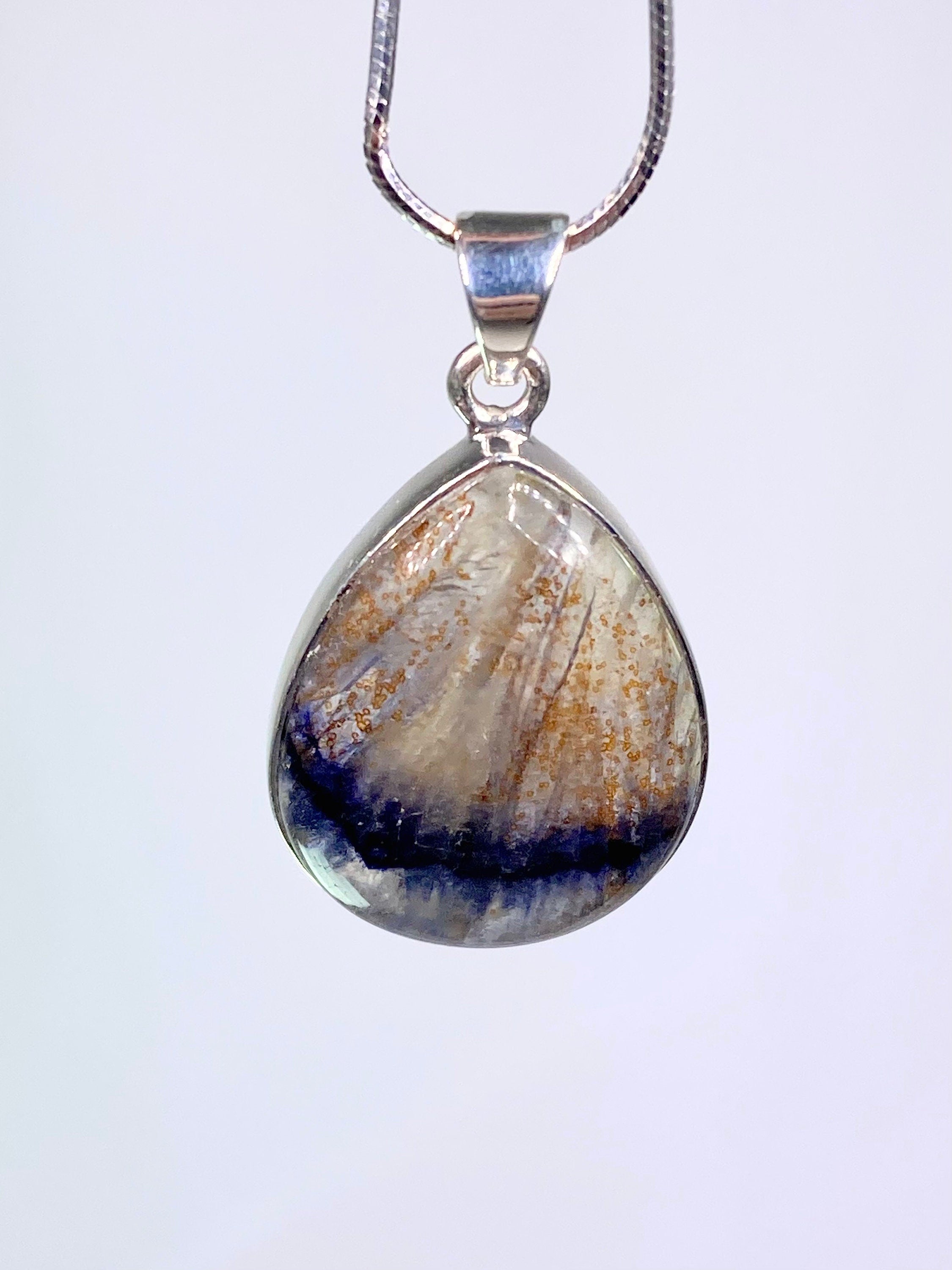 A Rare Blue John and Silver Pendant.