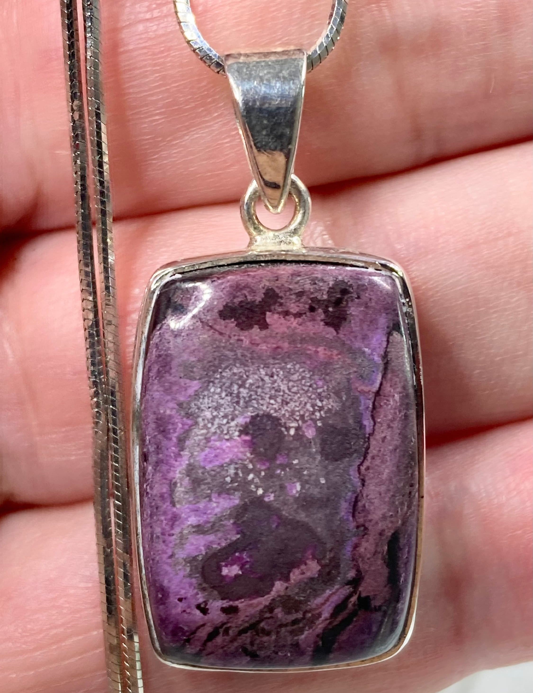 High Quality Sugilite and Silver Pendant.