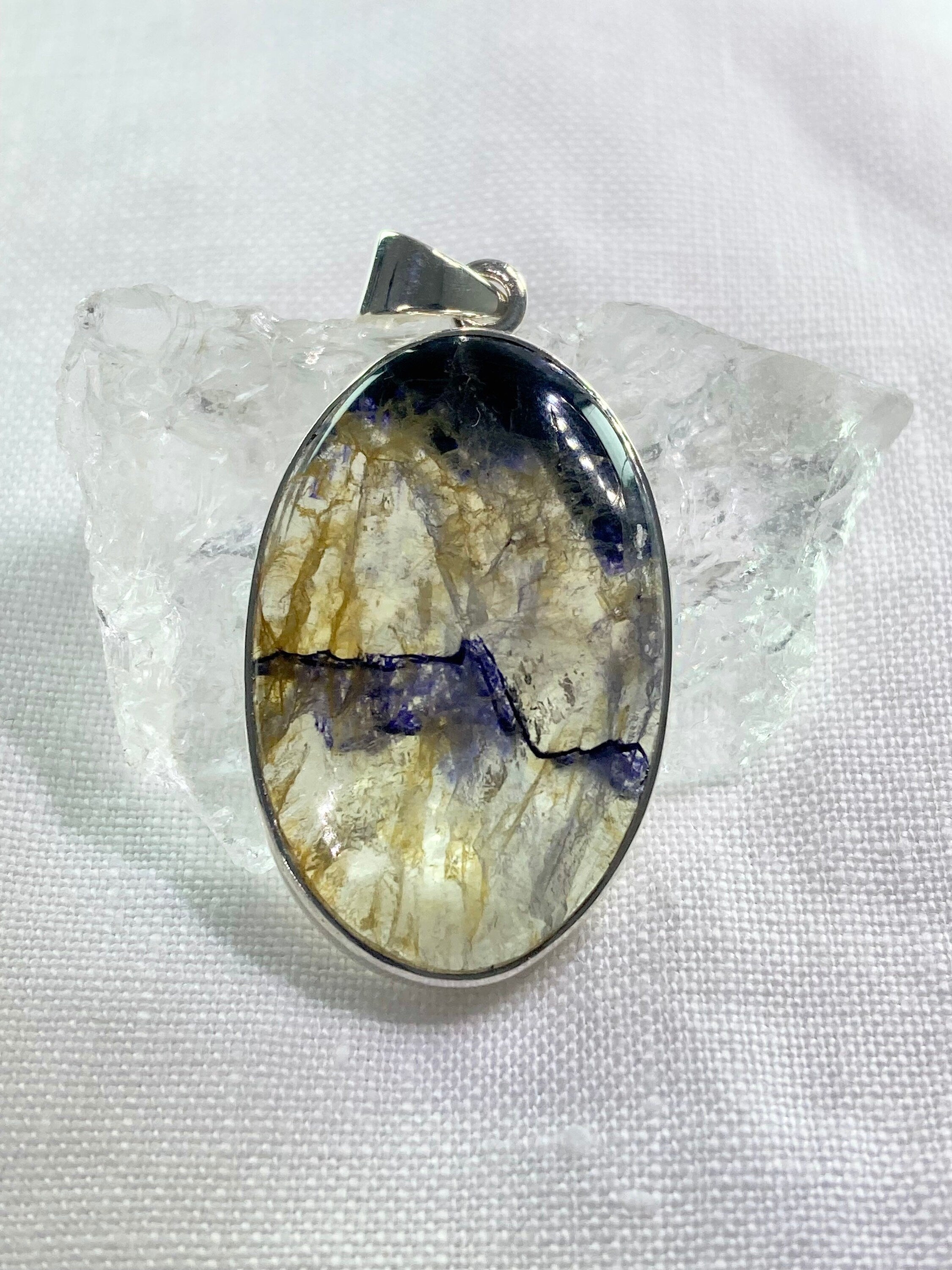 A Rare Blue John and Silver Pendant.