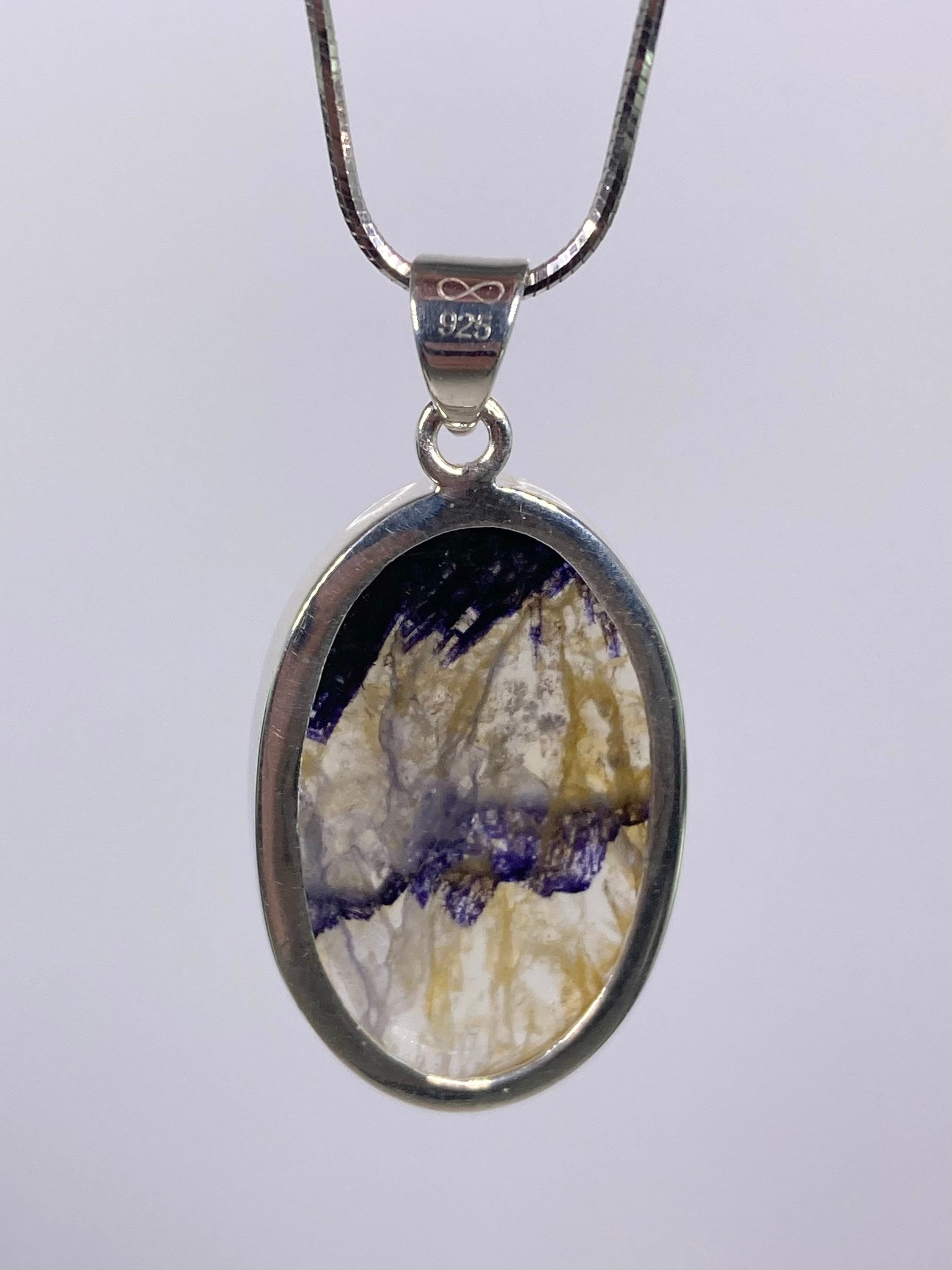 A Rare Blue John and Silver Pendant.