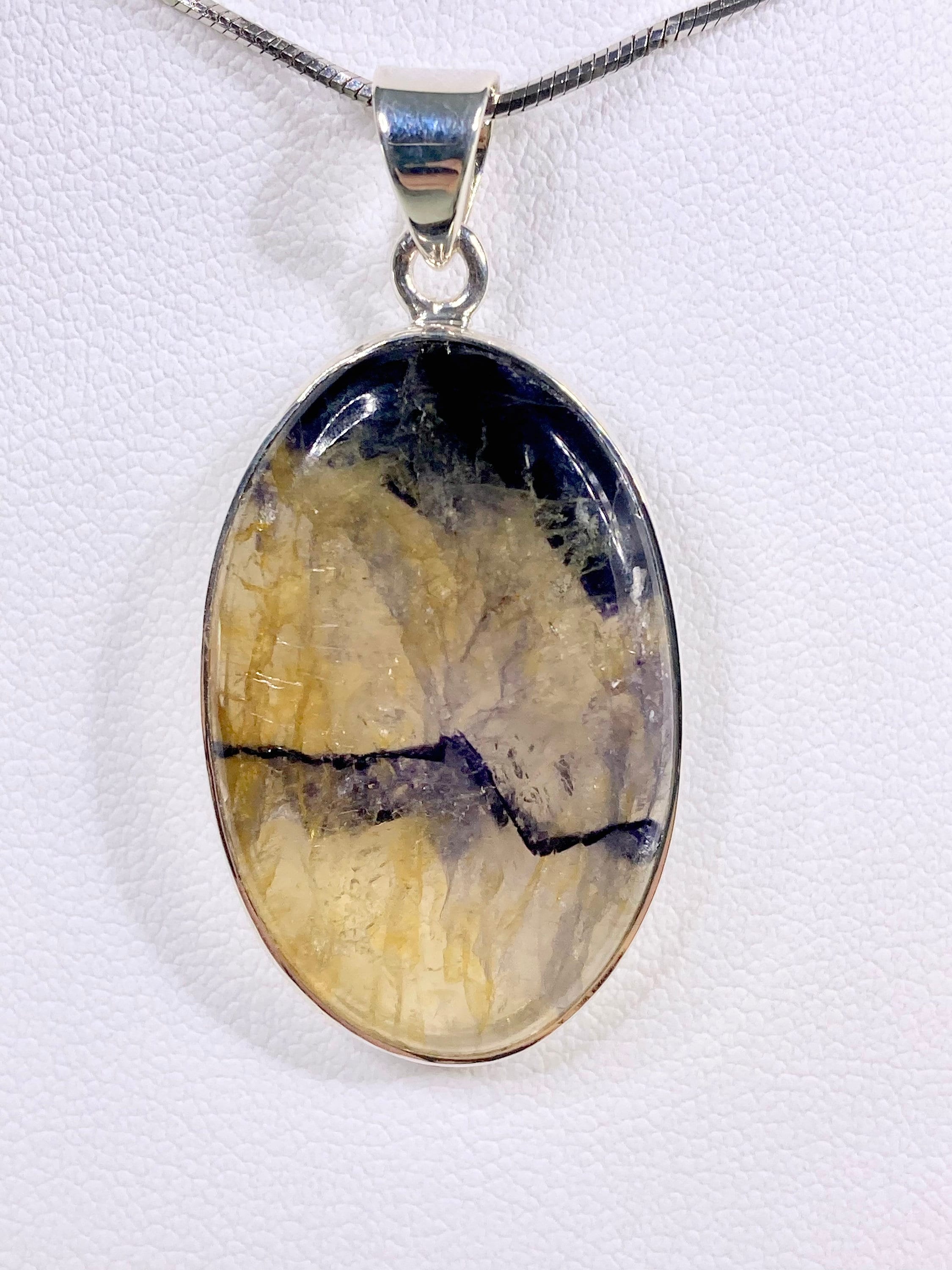 A Rare Blue John and Silver Pendant.