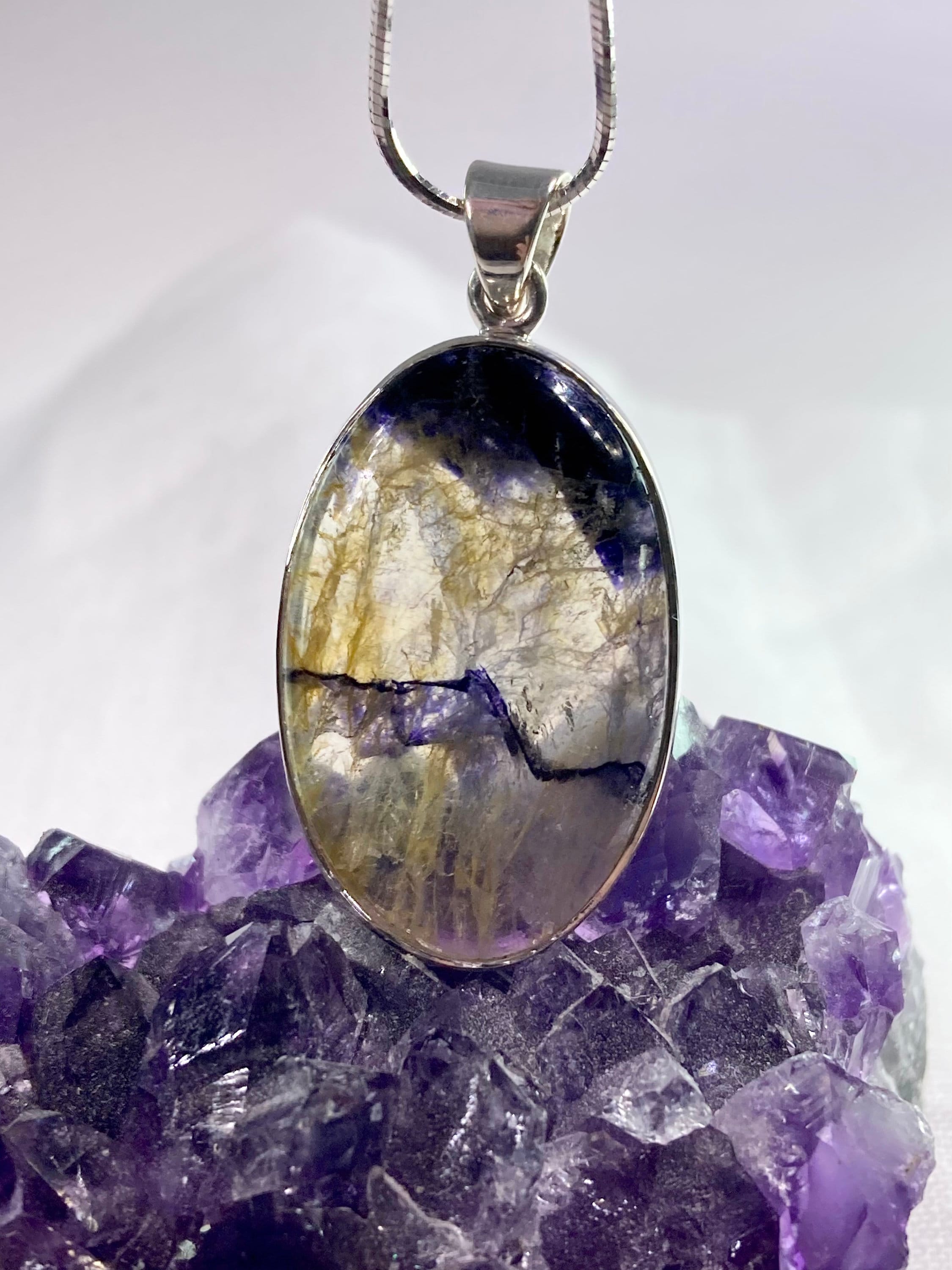 A Rare Blue John and Silver Pendant.