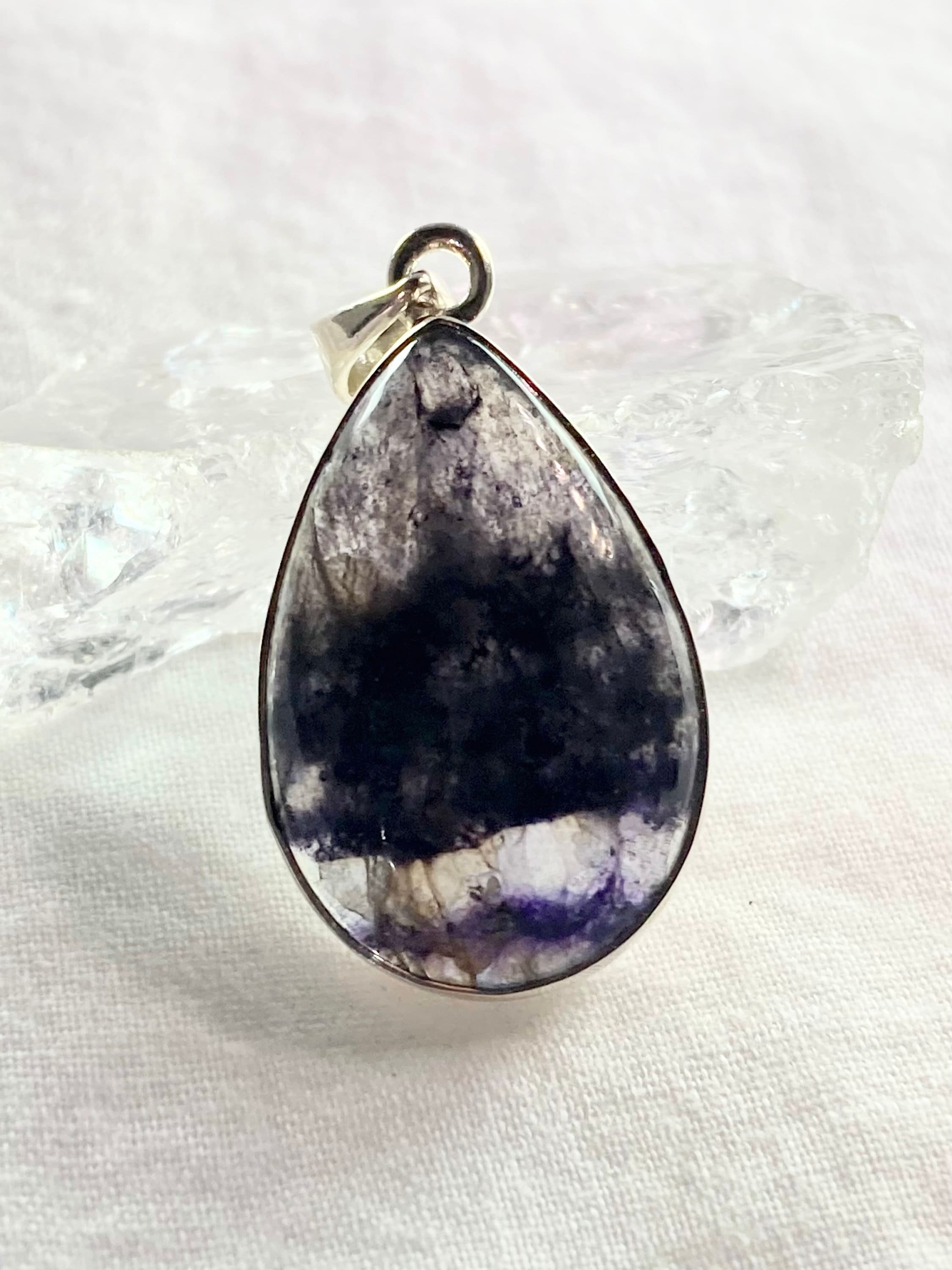 A Rare Blue John and Silver Pendant.