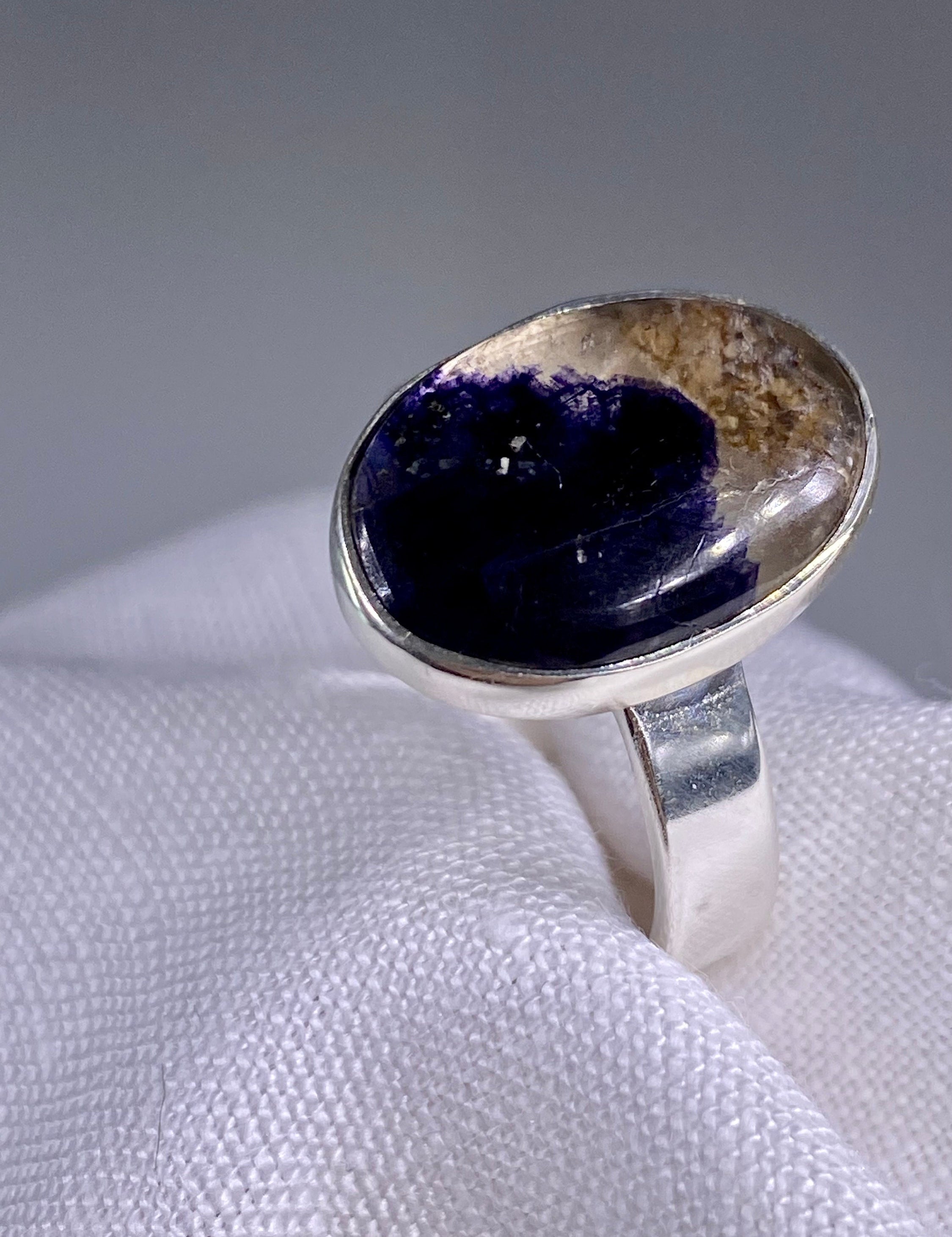 An Extremely Rare Blue John and Silver Ring