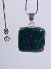 African Dragon Bloodstone and Silver Pendant.