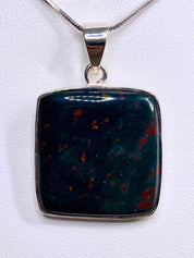 African Dragon Bloodstone and Silver Pendant.