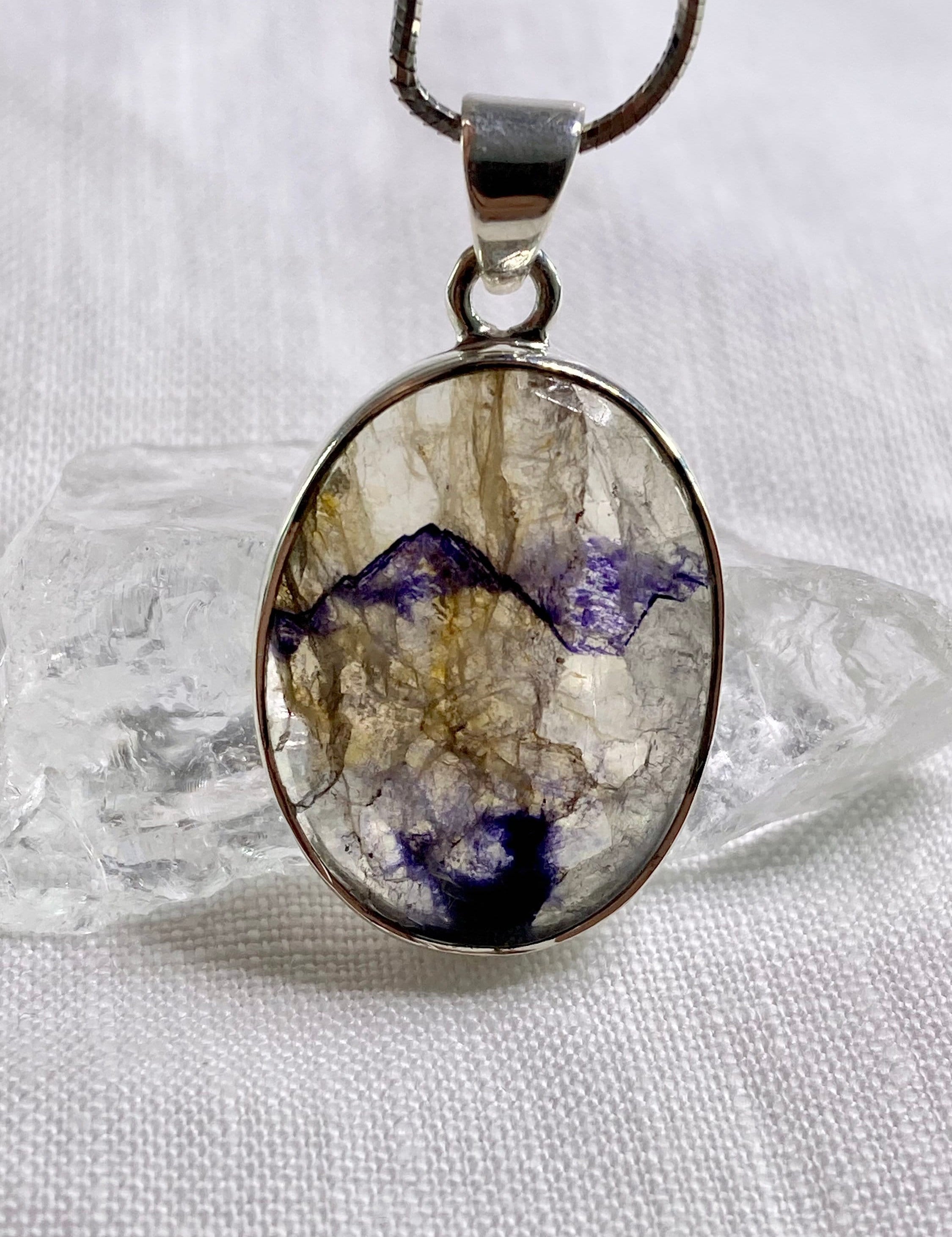 A Rare Blue John and Silver Pendant.