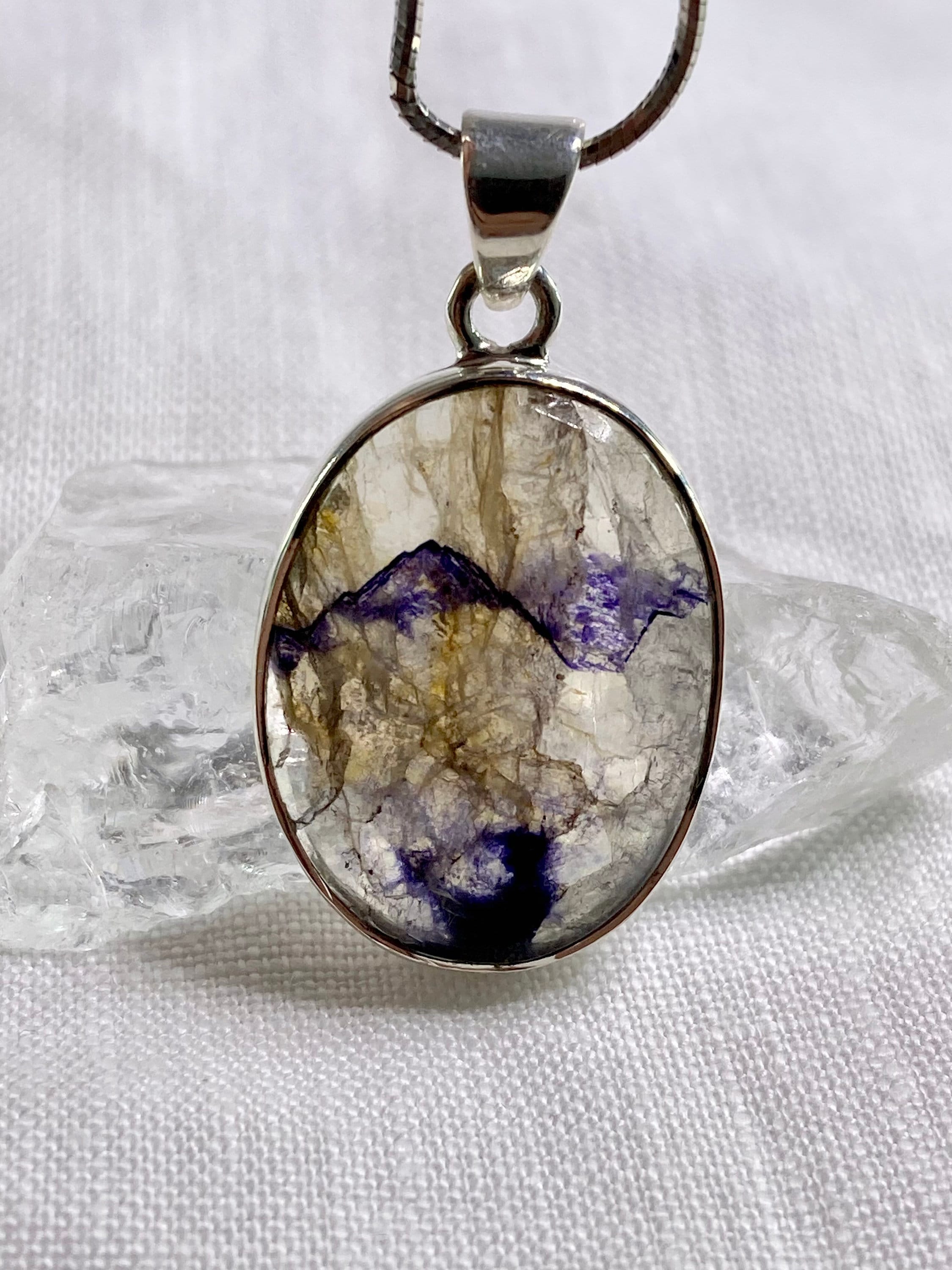 A Rare Blue John and Silver Pendant.