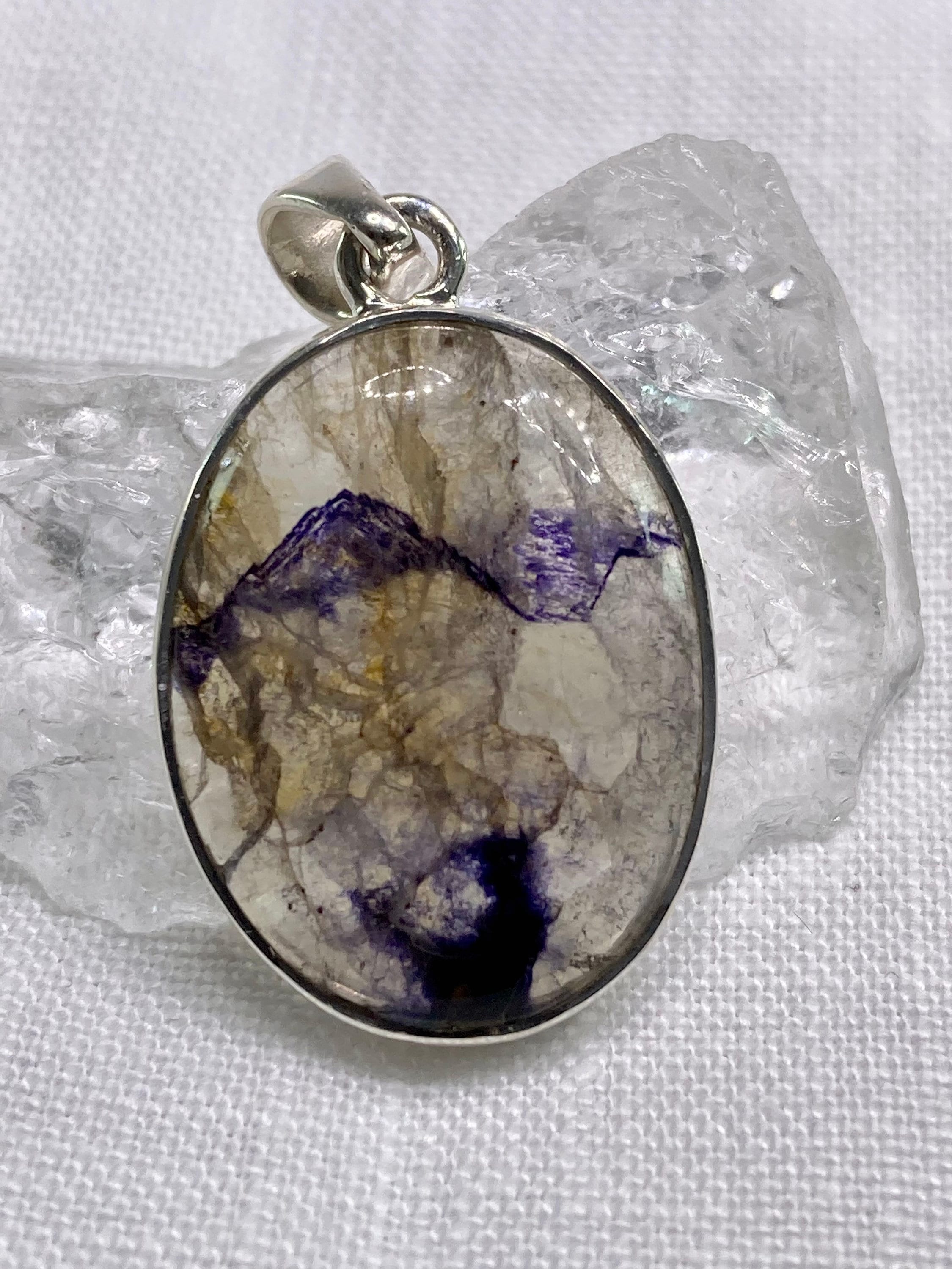 A Rare Blue John and Silver Pendant.