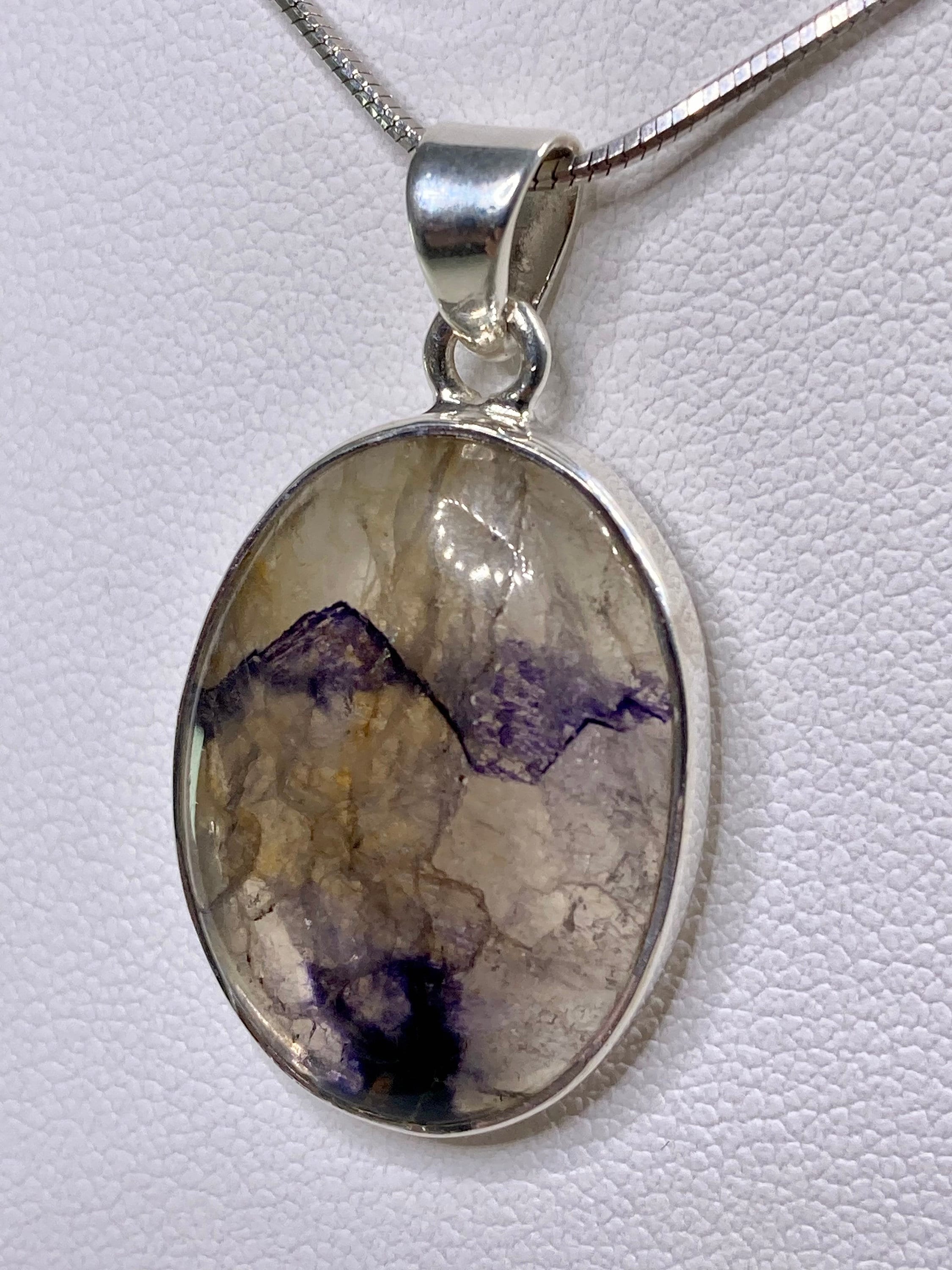 A Rare Blue John and Silver Pendant.