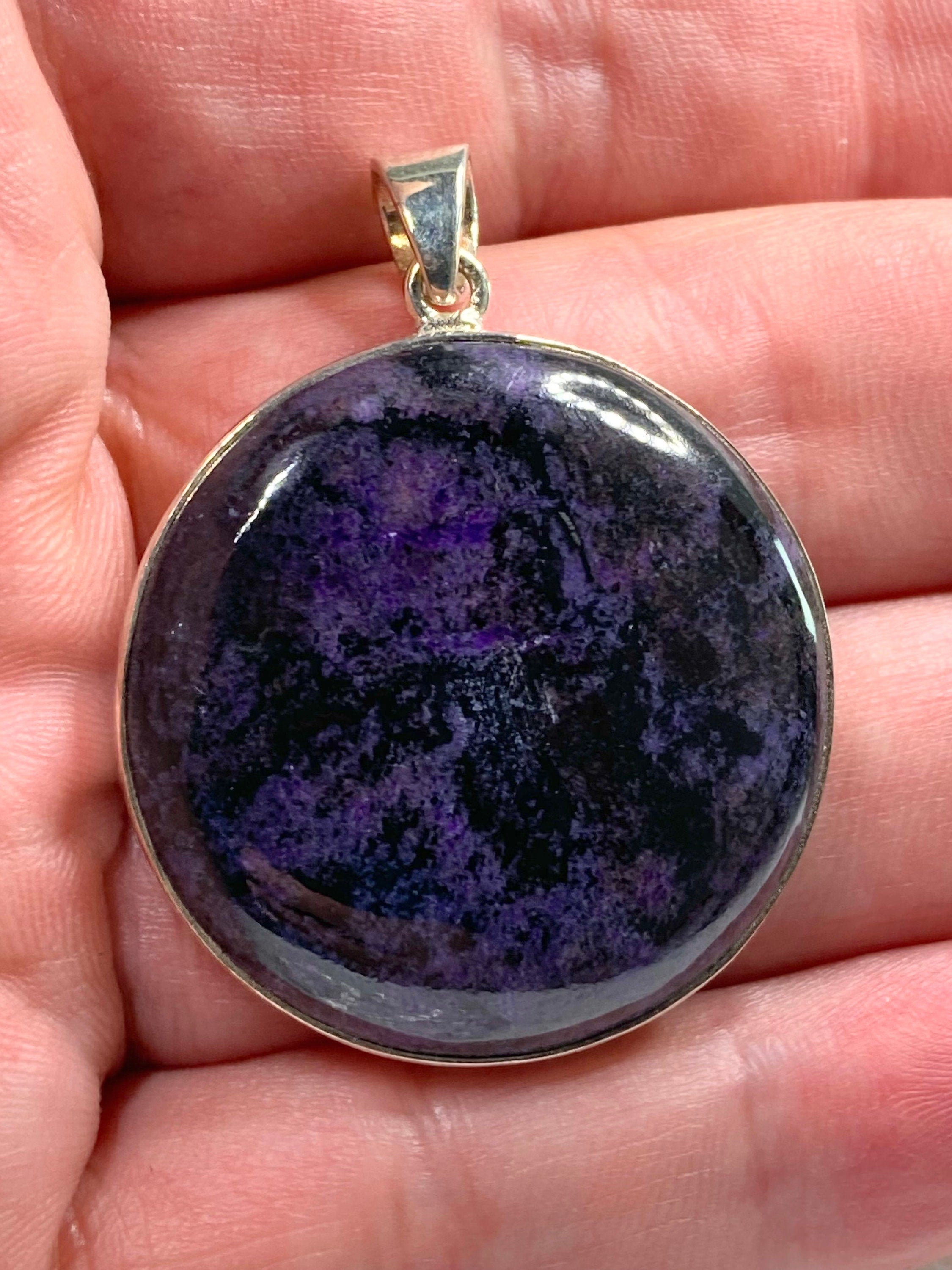 High Quality Sugilite and Silver Pendant Including the Snake Chain