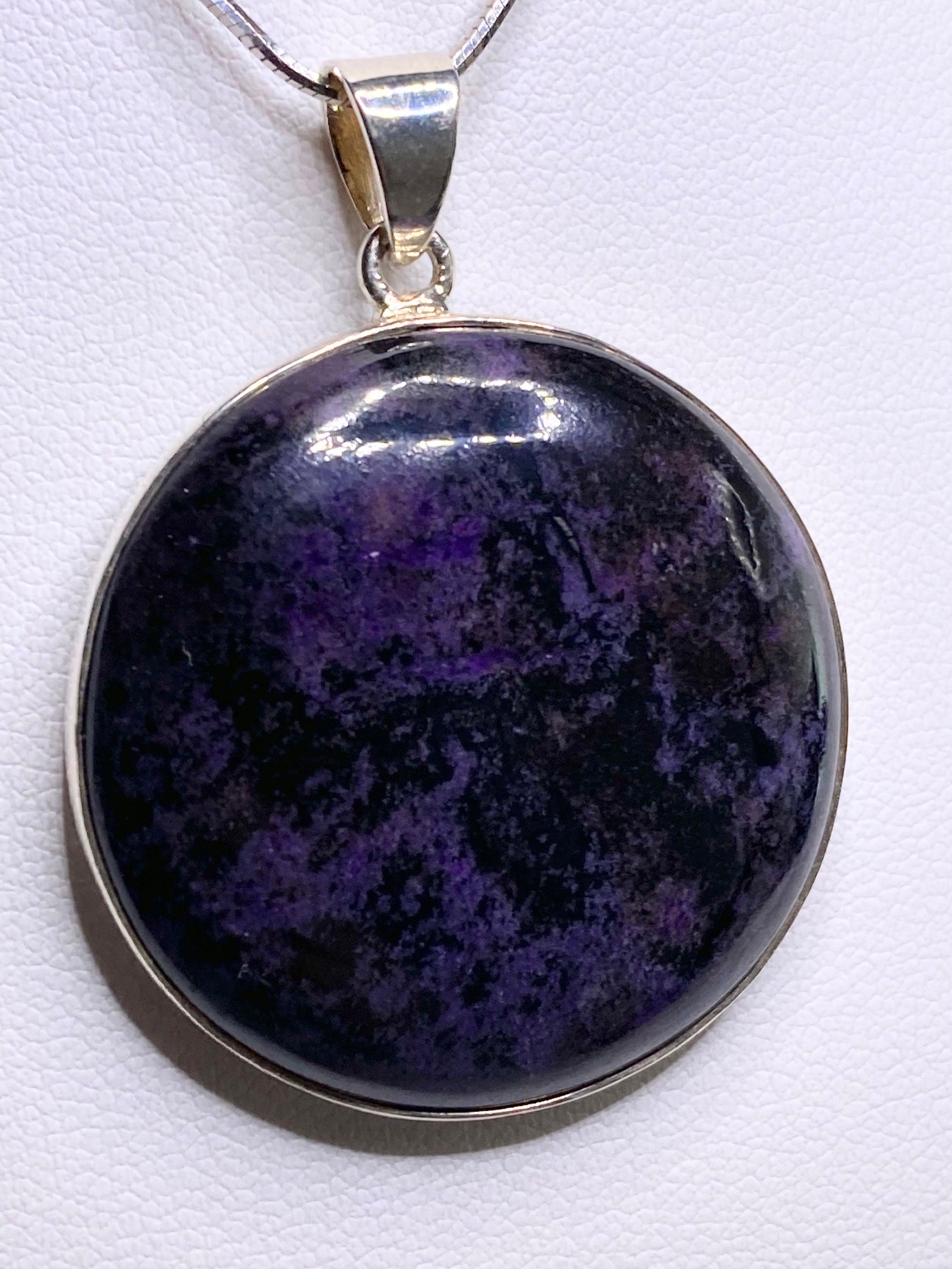 High Quality Sugilite and Silver Pendant Including the Snake Chain