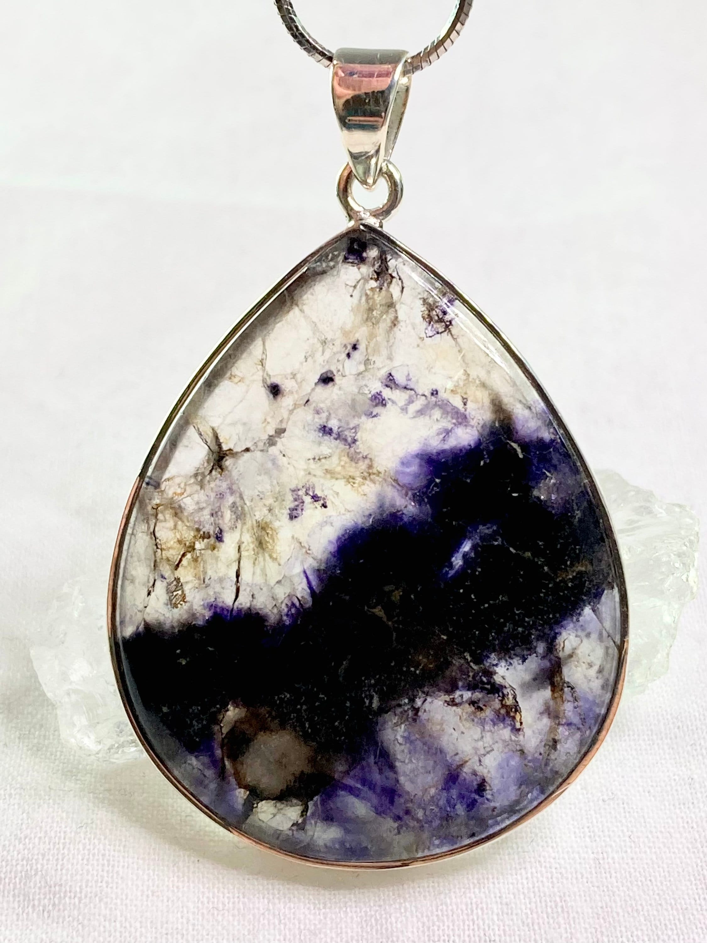 A Rare Blue John and Silver Pendant.