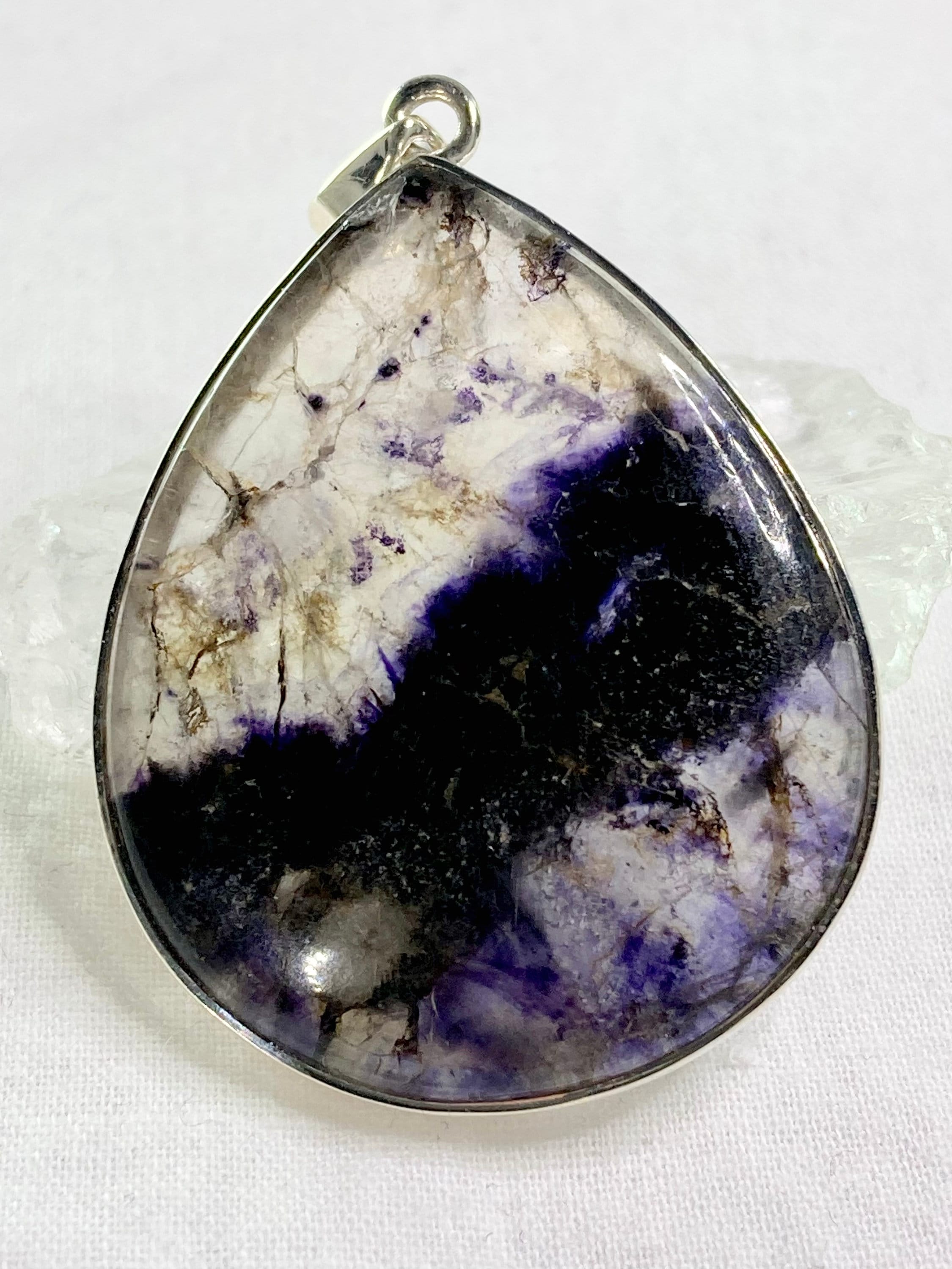 A Rare Blue John and Silver Pendant.