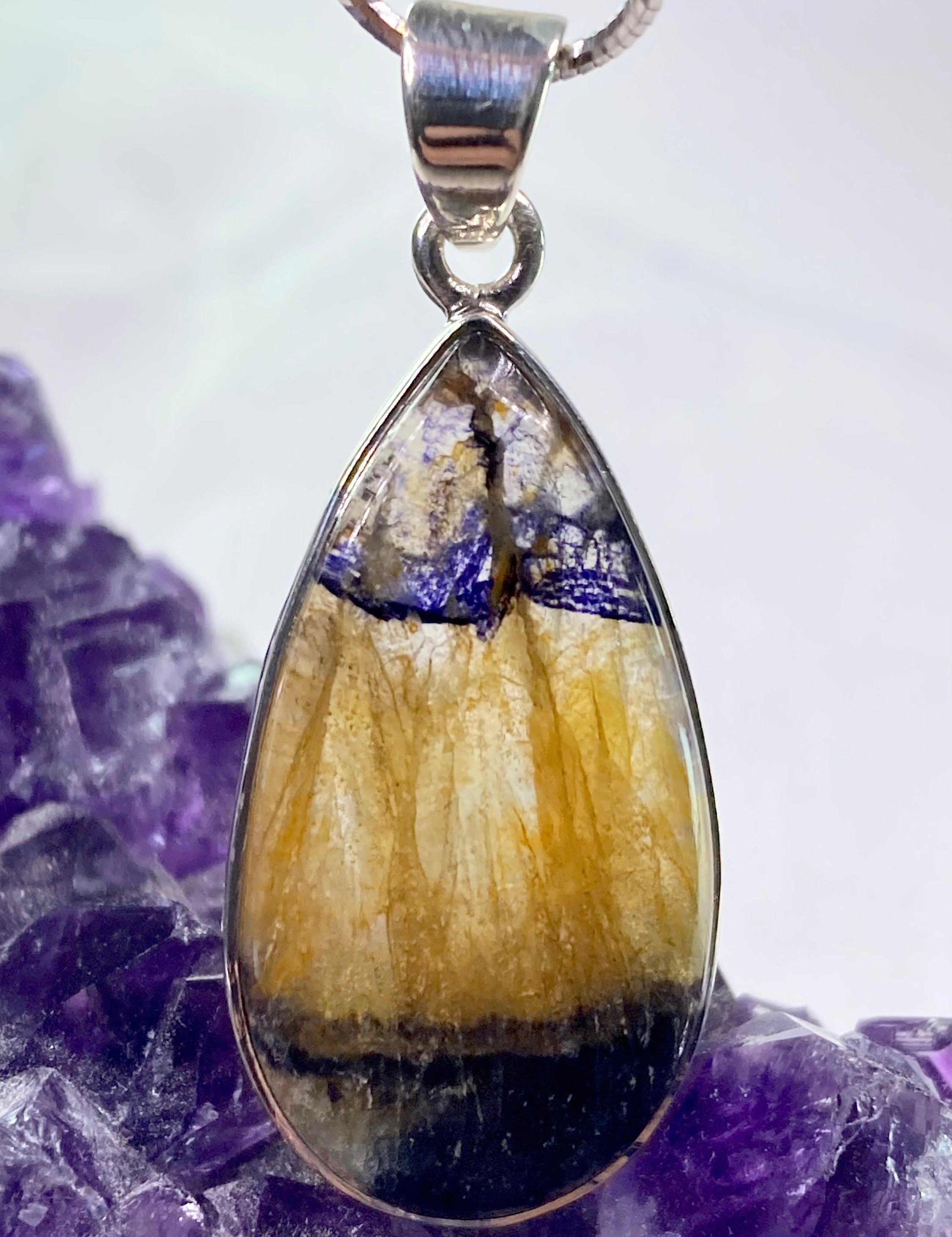 A Rare Blue John and Silver Pendant.