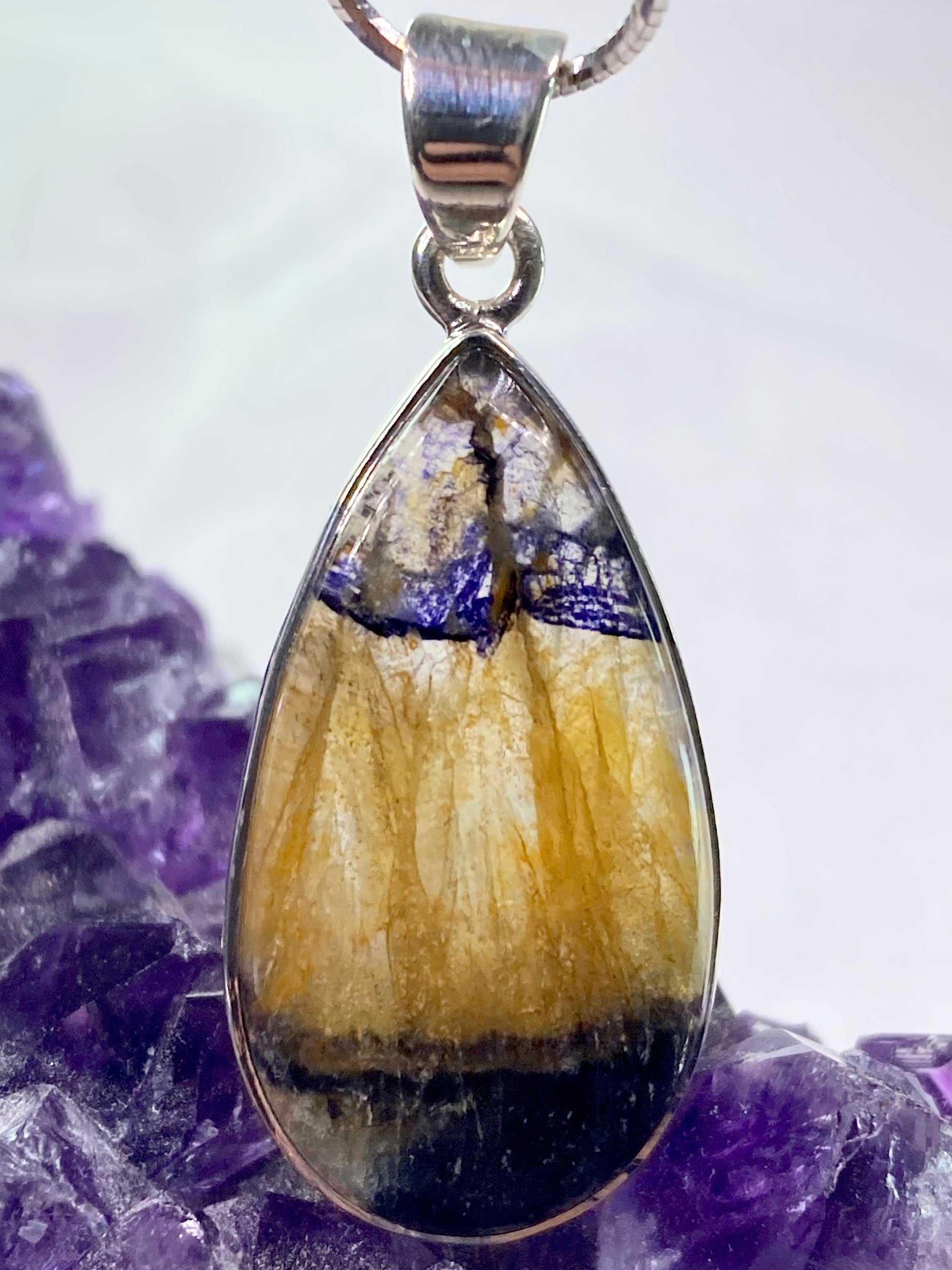 A Rare Blue John and Silver Pendant.