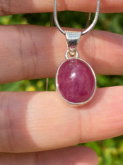 Natural African Ruby and Silver Pendant