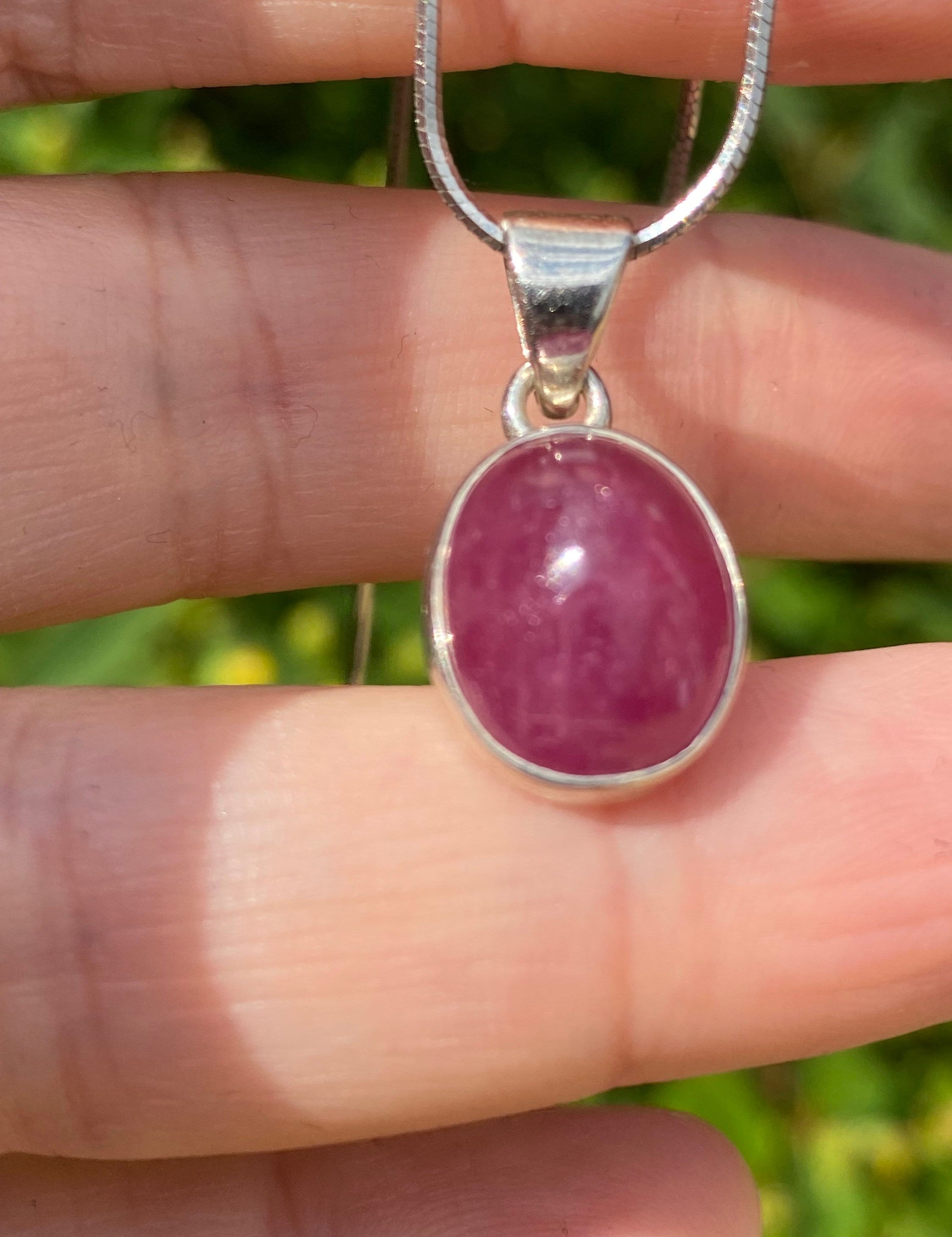 Natural African Ruby and Silver Pendant