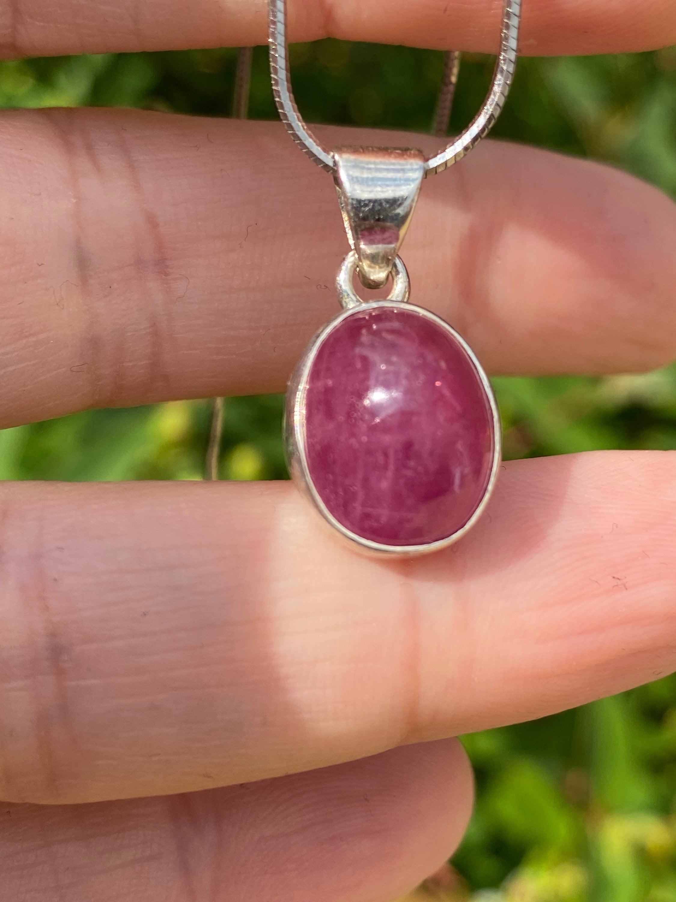 Natural African Ruby and Silver Pendant