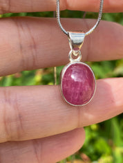 Natural African Ruby and Silver Pendant