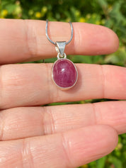 Natural African Ruby and Silver Pendant