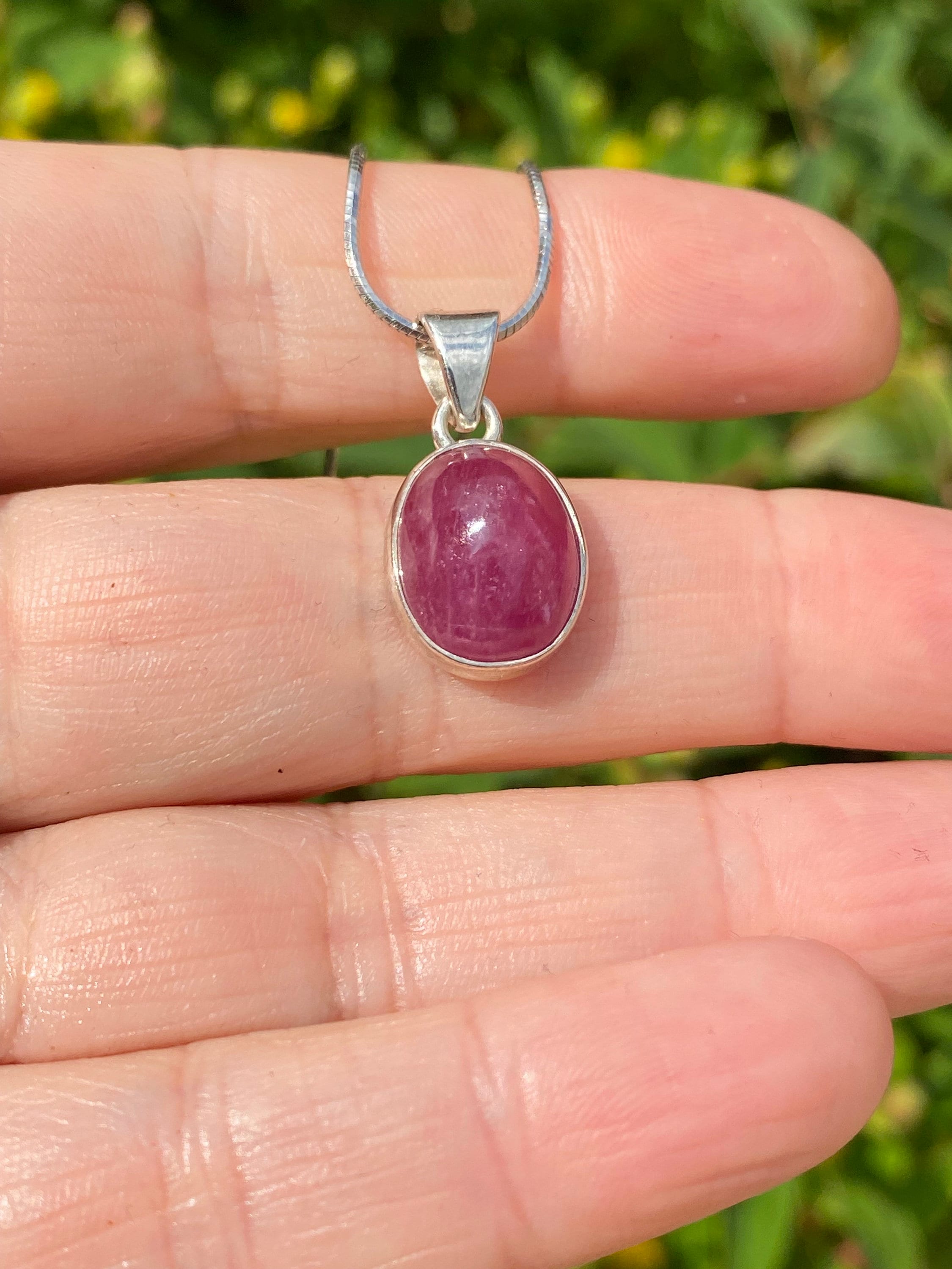 Natural African Ruby and Silver Pendant