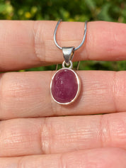 Natural African Ruby and Silver Pendant