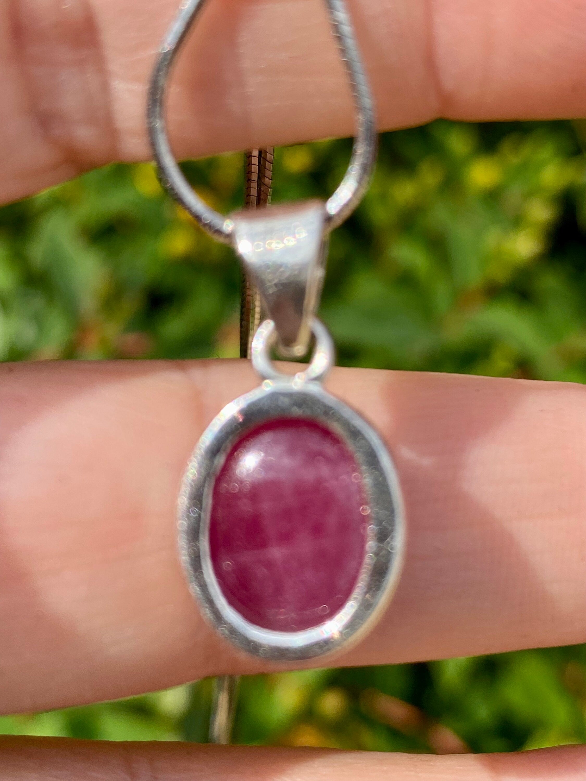 Natural African Ruby and Silver Pendant