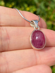 Natural African Ruby and Silver Pendant