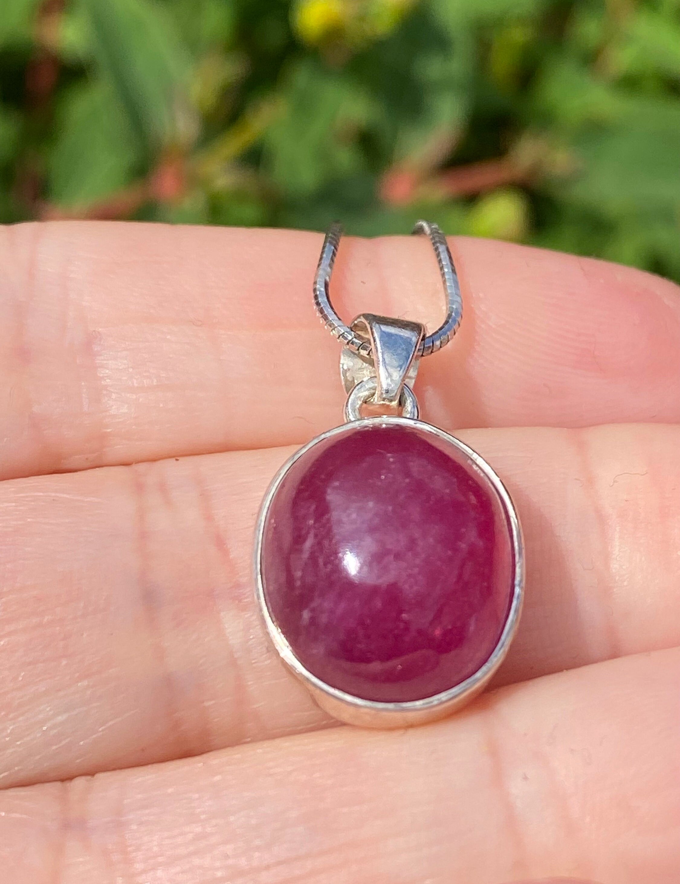 Natural African Ruby and Silver Pendant