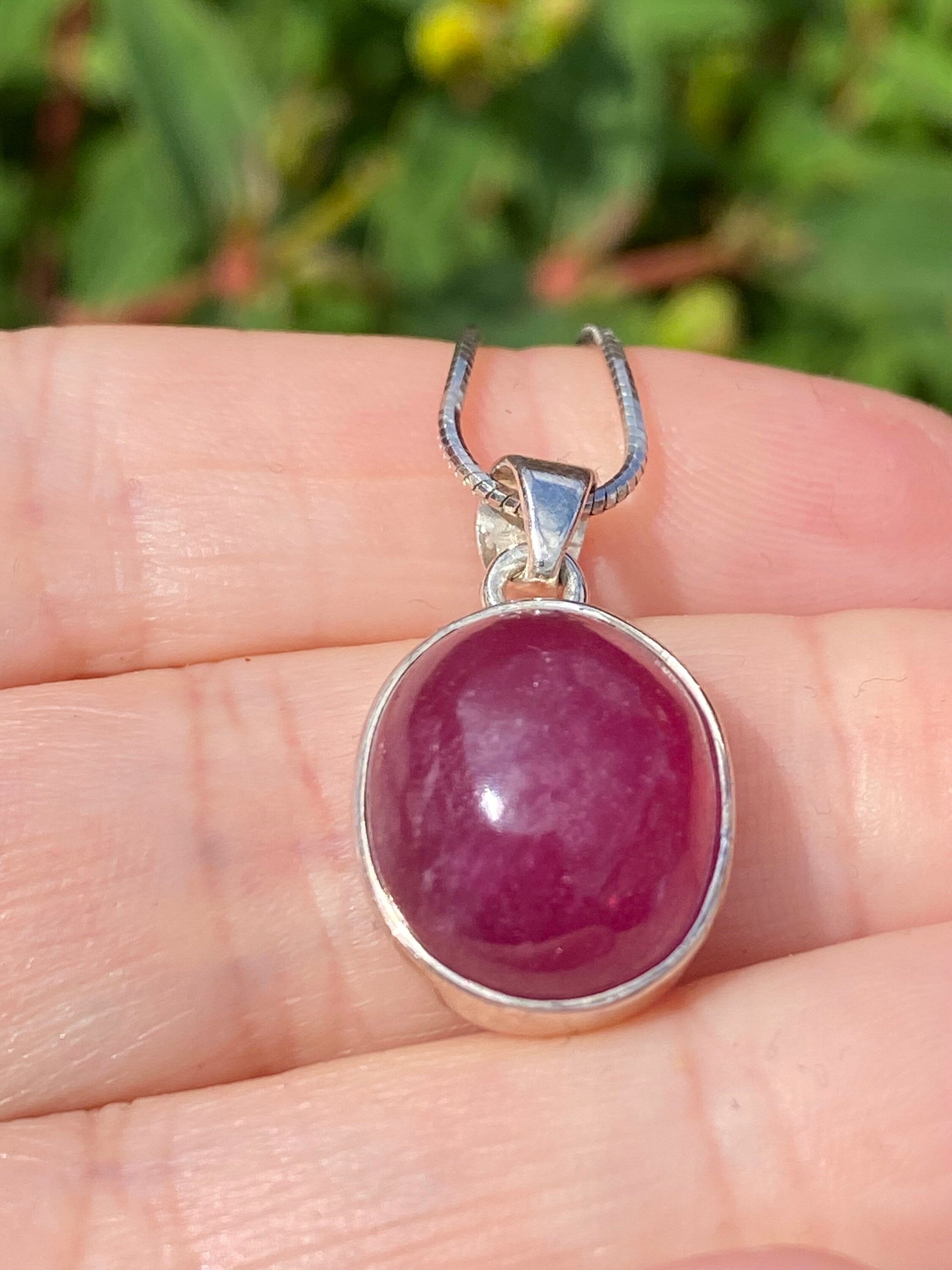 Natural African Ruby and Silver Pendant