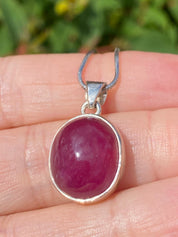 Natural African Ruby and Silver Pendant