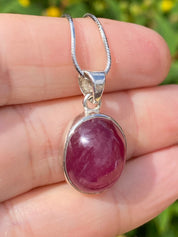 Natural African Ruby and Silver Pendant