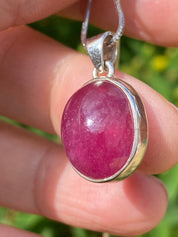 Natural African Ruby and Silver Pendant