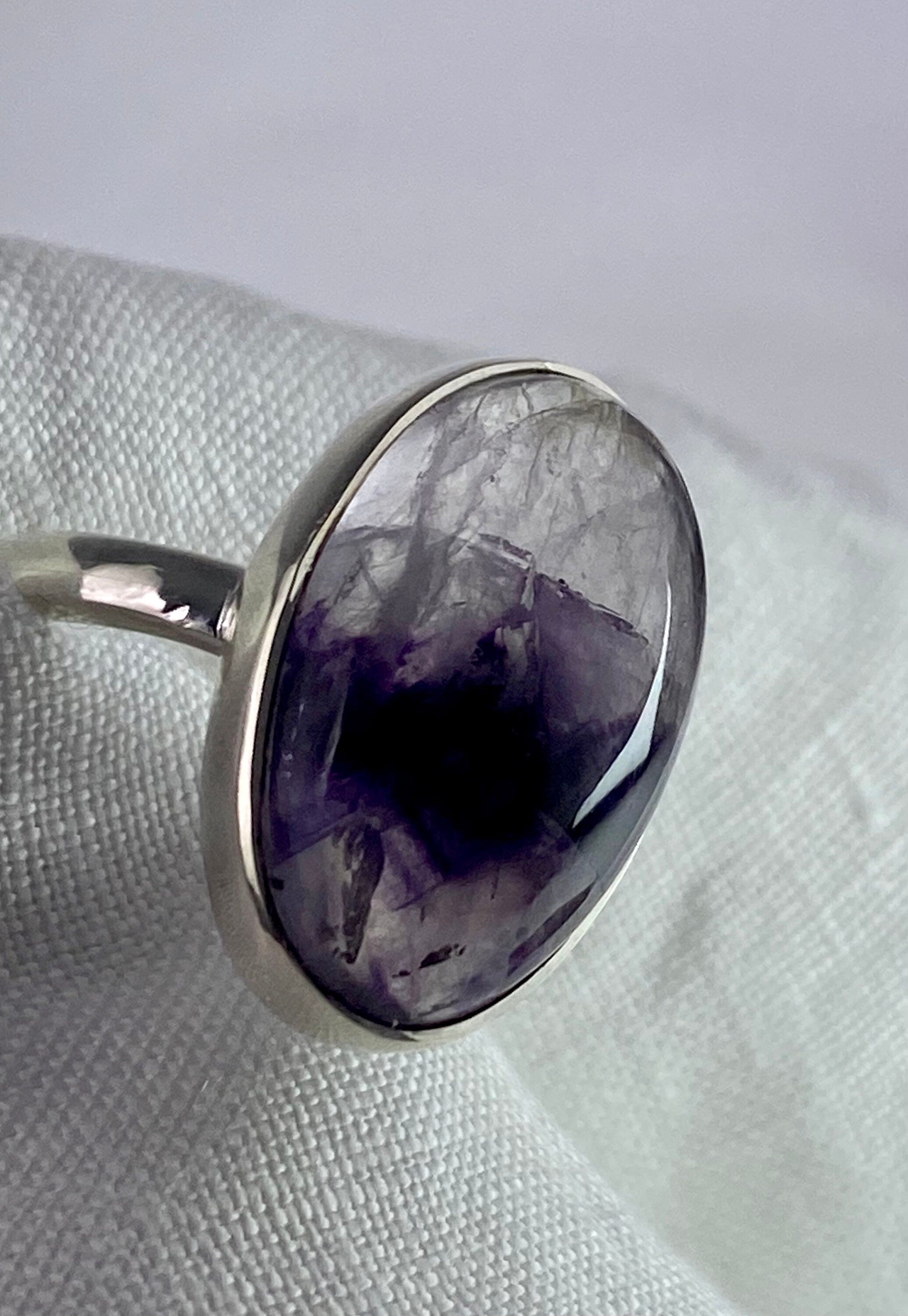 An Extremely Rare Blue John and Silver Ring