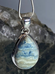 Blue Scheelite Silver Pendant